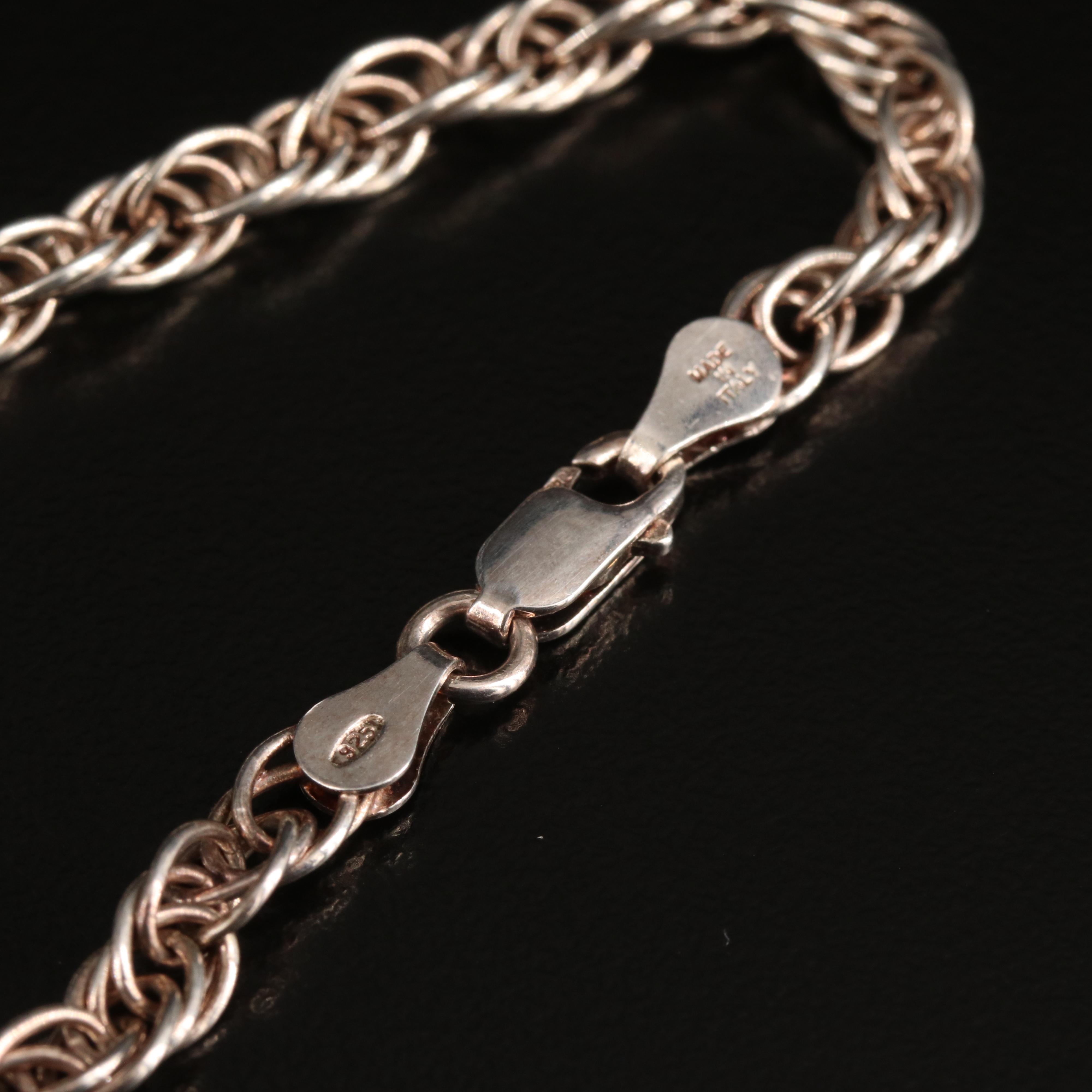 Italian Sterling French Rope Chain Necklace
