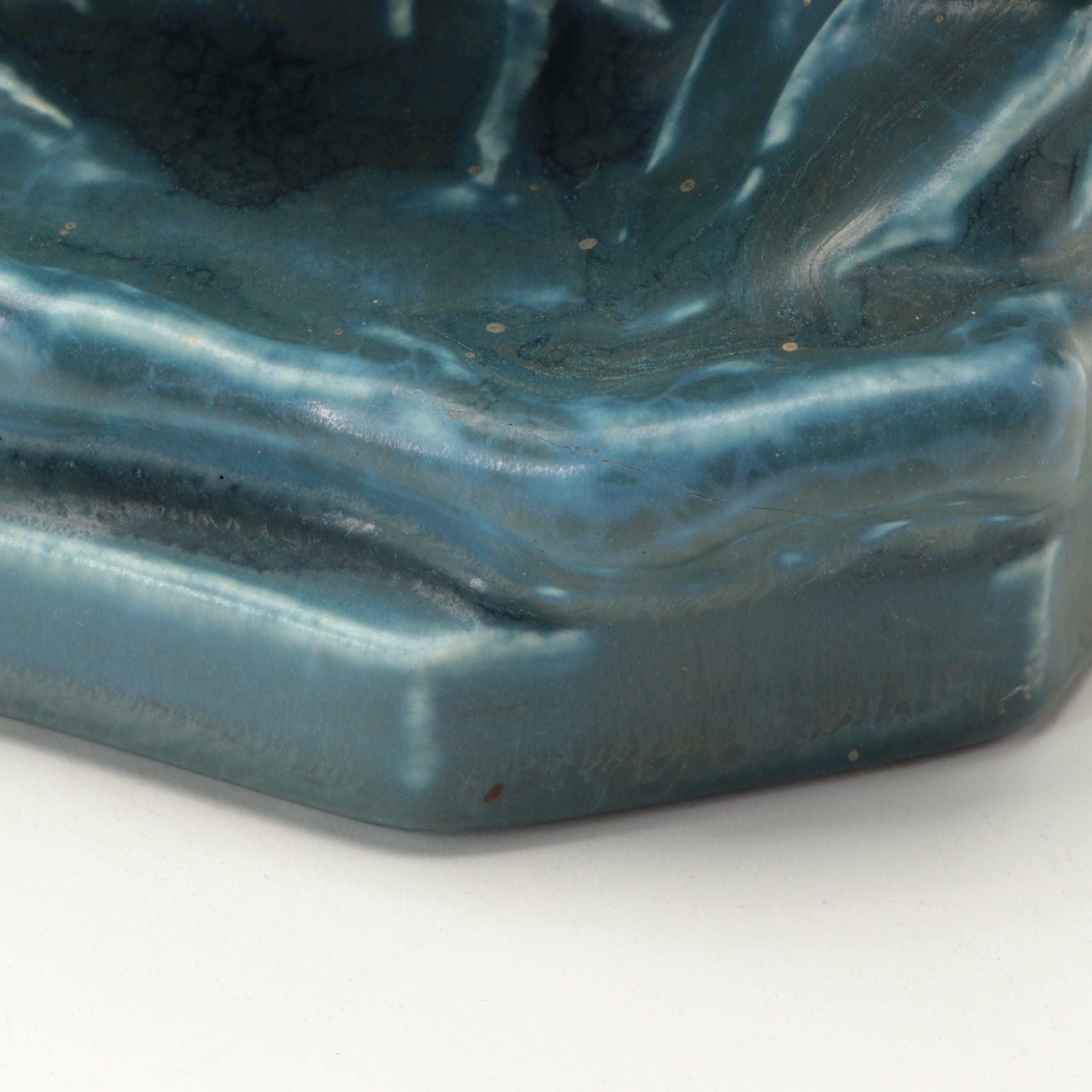 Rookwood Pottery Blue Glaze Ceramic "Rook" Bookends, 1926