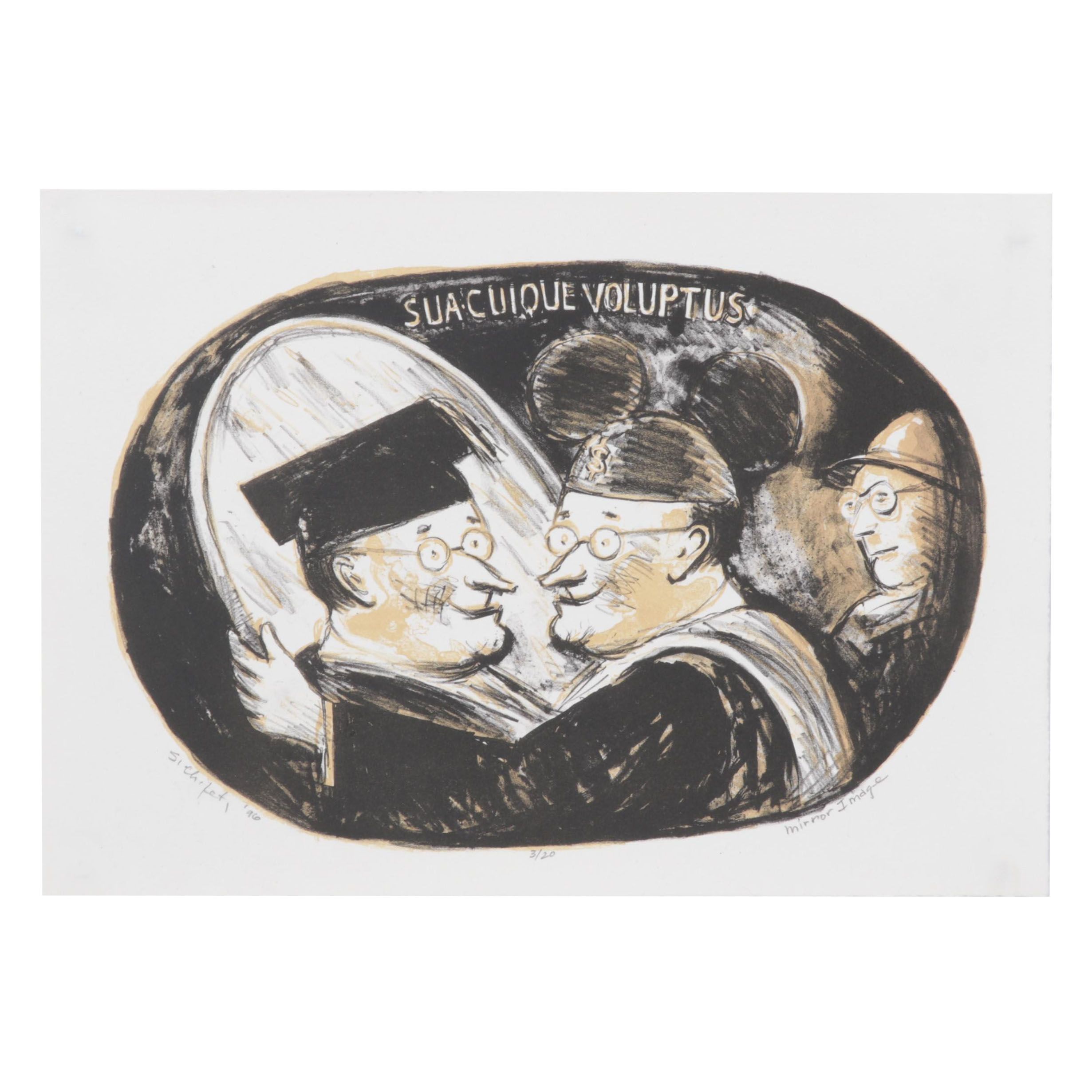 Sidney Chafetz Color Lithograph "Mirror Image," 1996