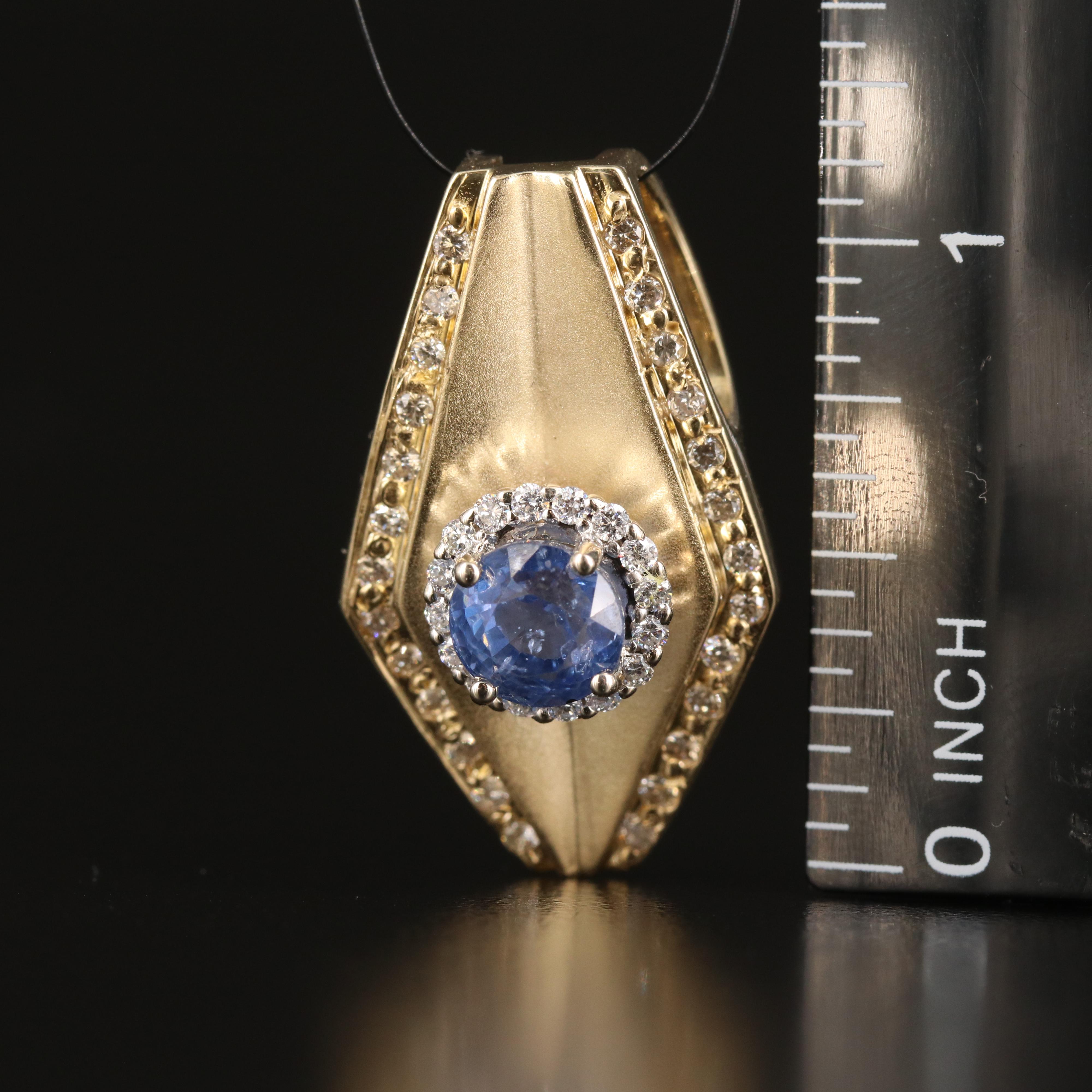 14K 2.50 CT Sapphire and Diamond Slide Pendant