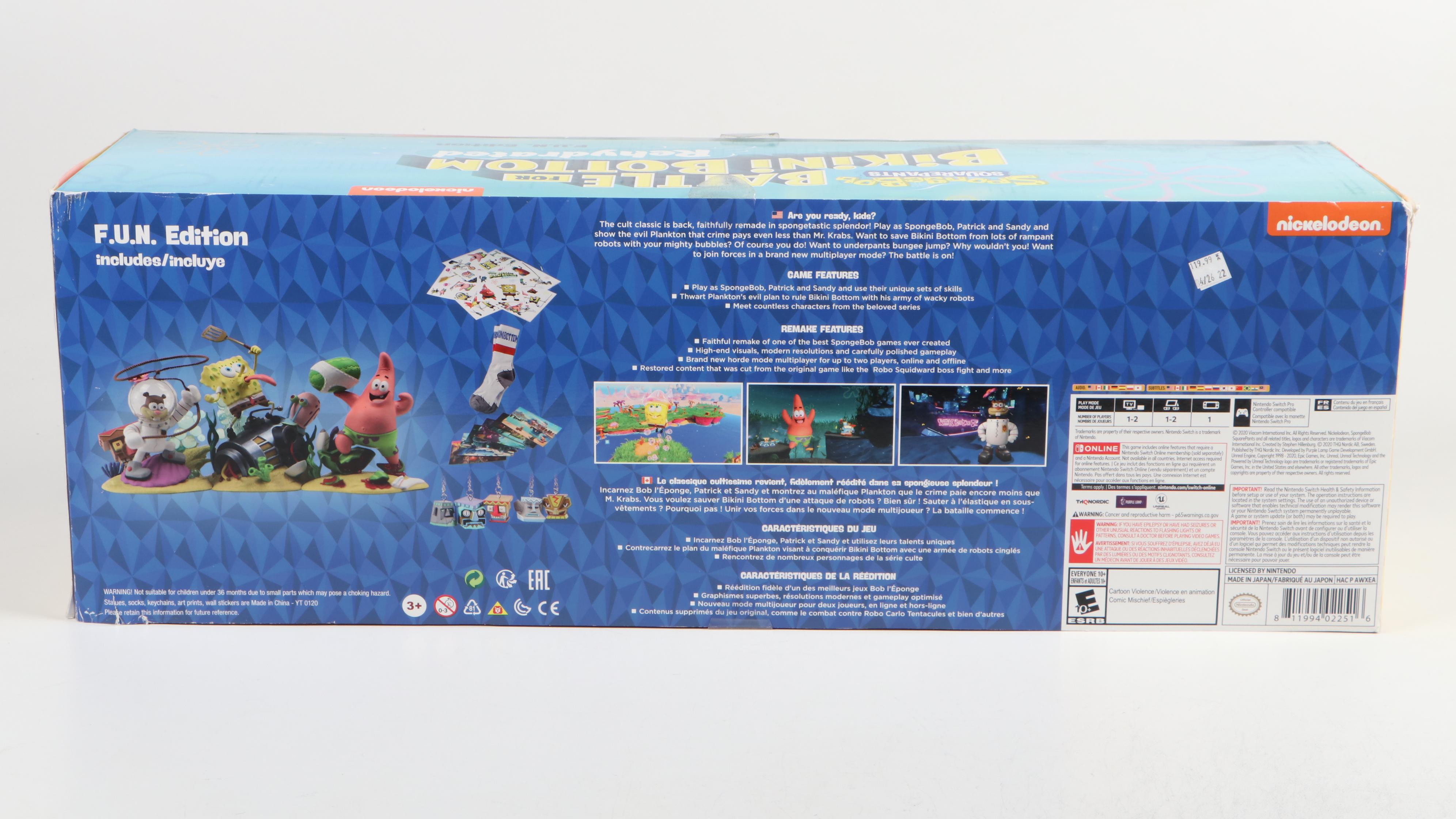 Nintendo Switch Game Consile with SpongeBob SquarePants F. U. N. Edition Set