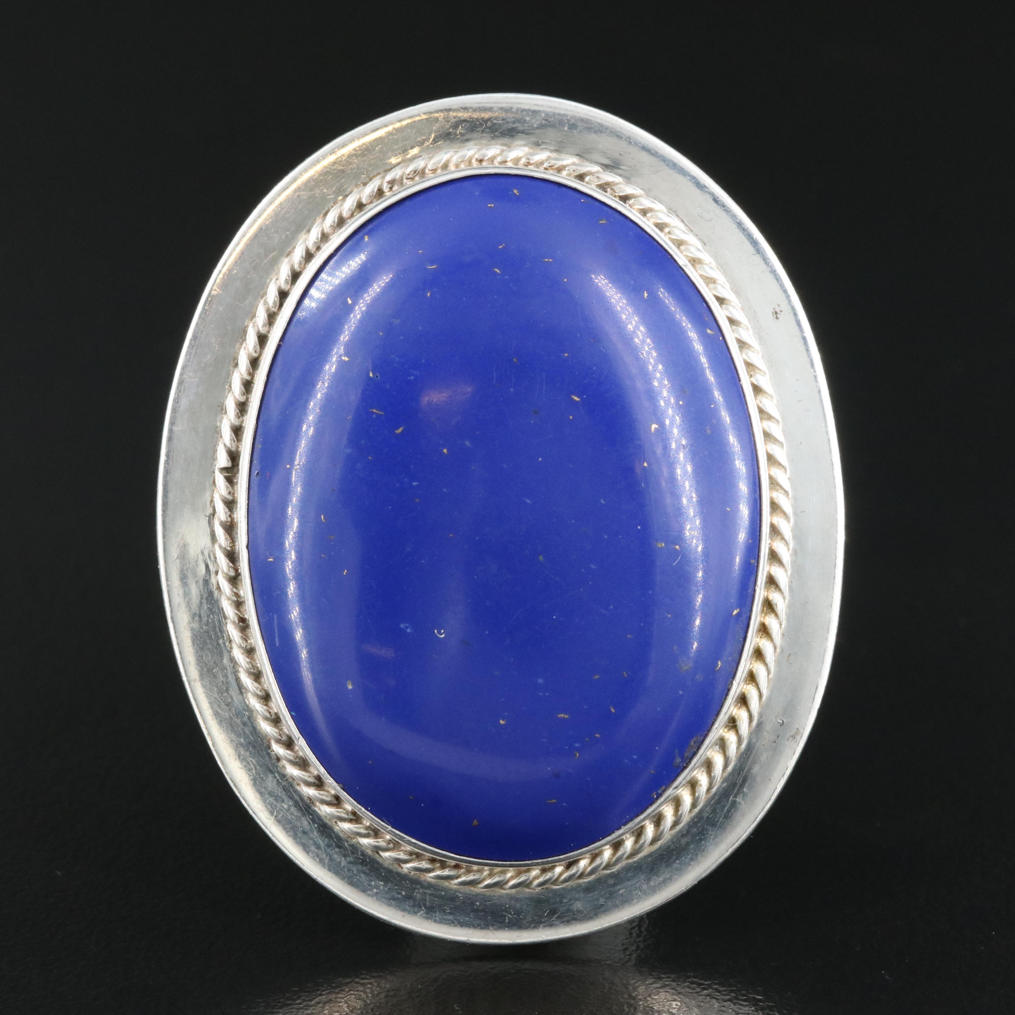 Sterling Faux Lapis Lazuli Converter Brooch