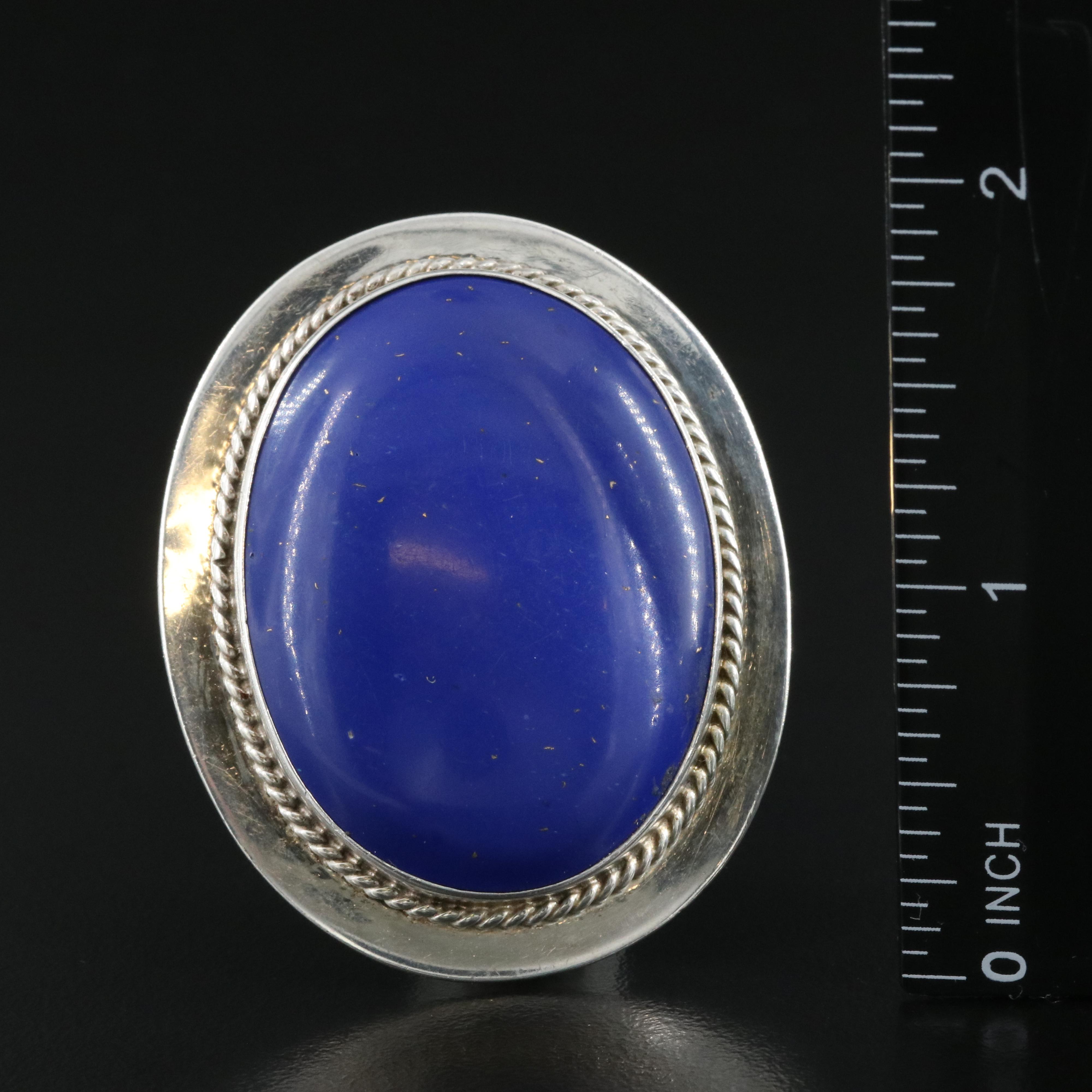 Sterling Faux Lapis Lazuli Converter Brooch