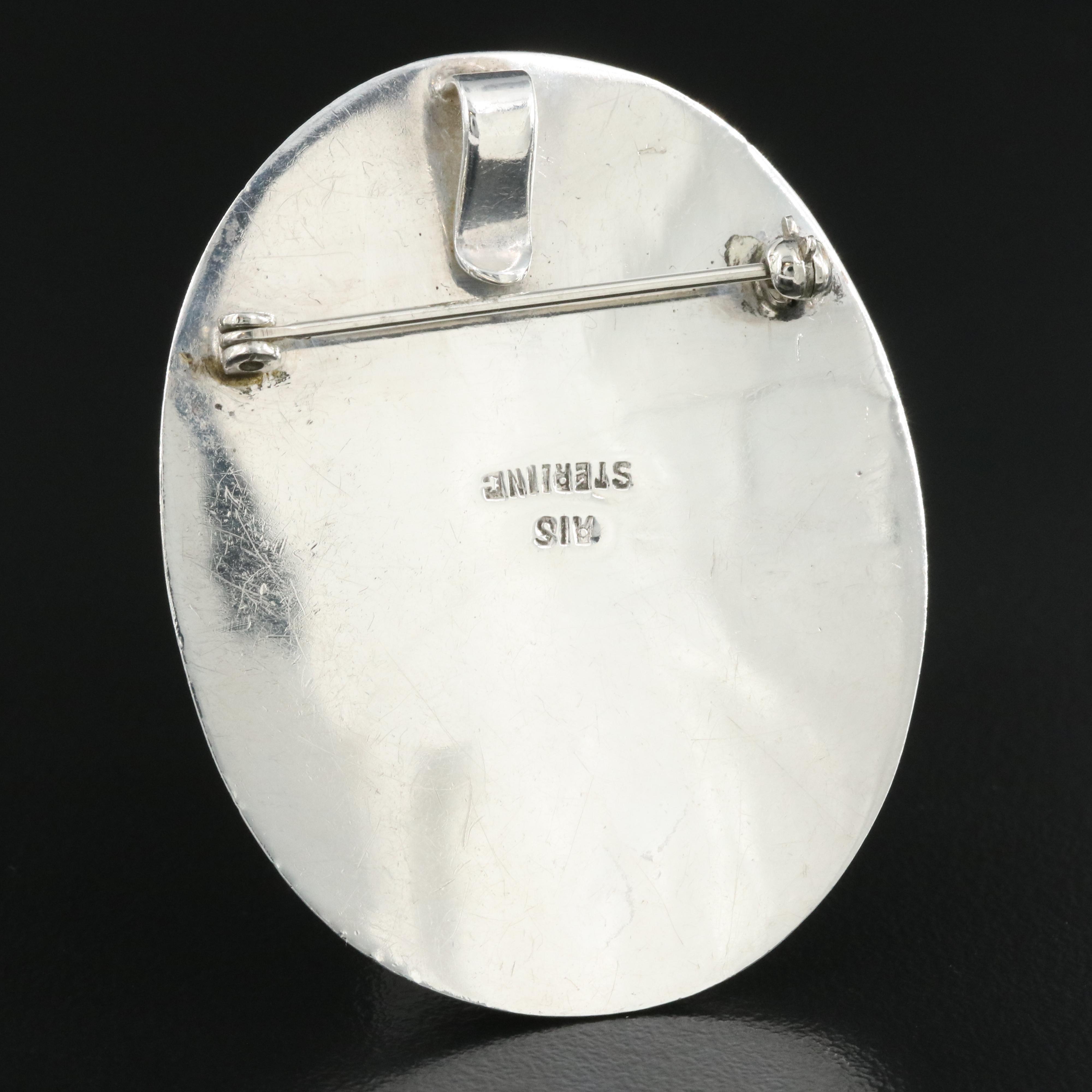 Sterling Faux Lapis Lazuli Converter Brooch