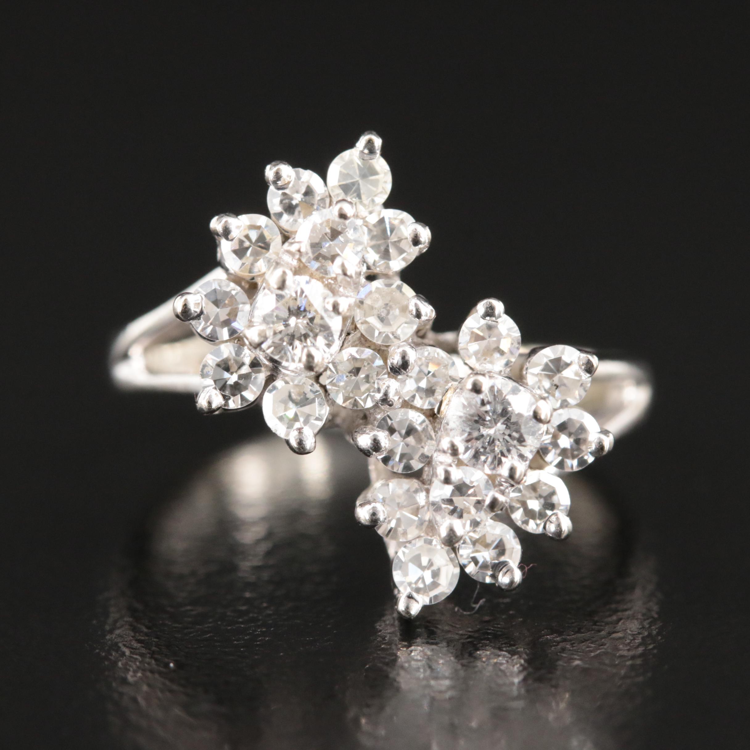 14K 0.95 CTW Diamond Cluster Ring