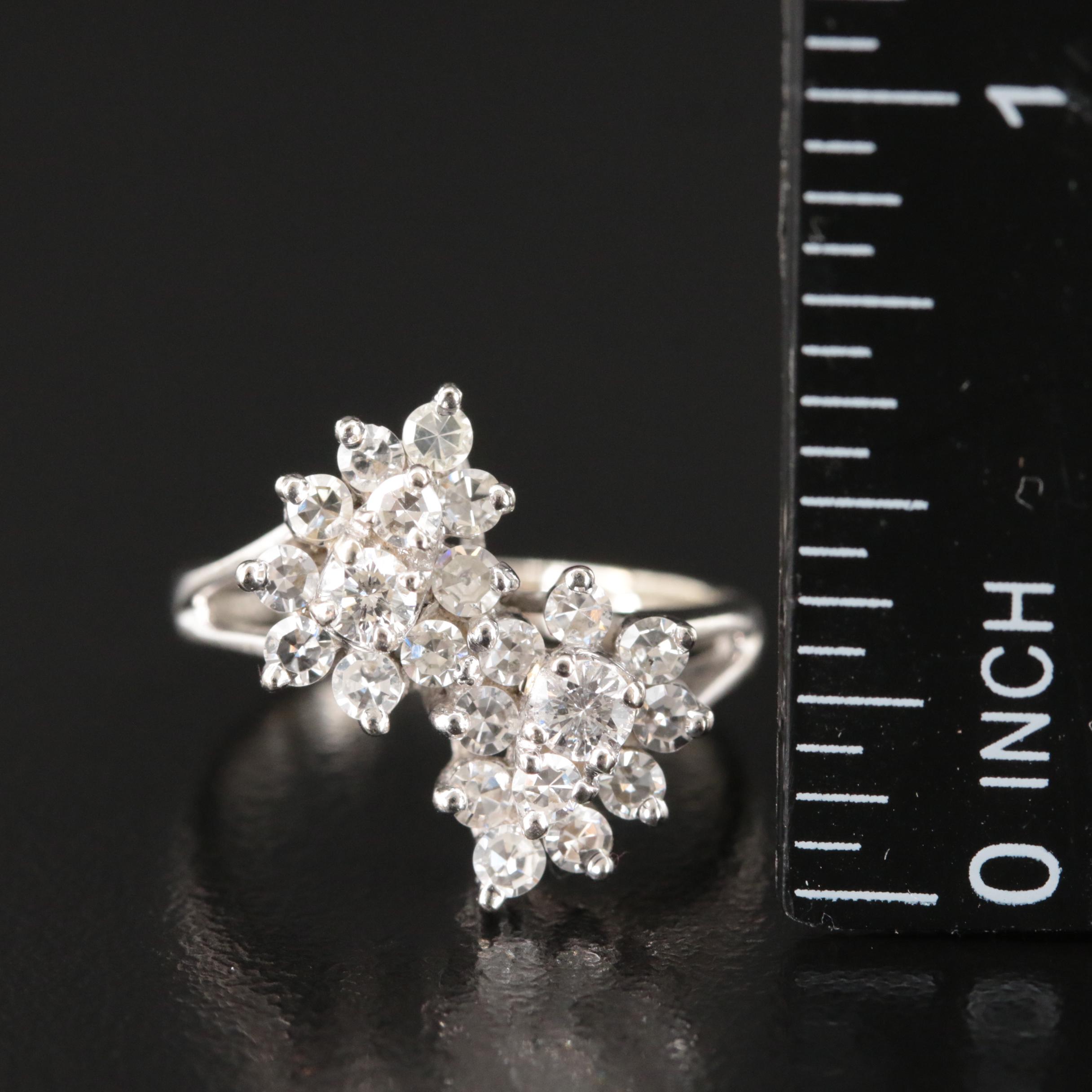 14K 0.95 CTW Diamond Cluster Ring