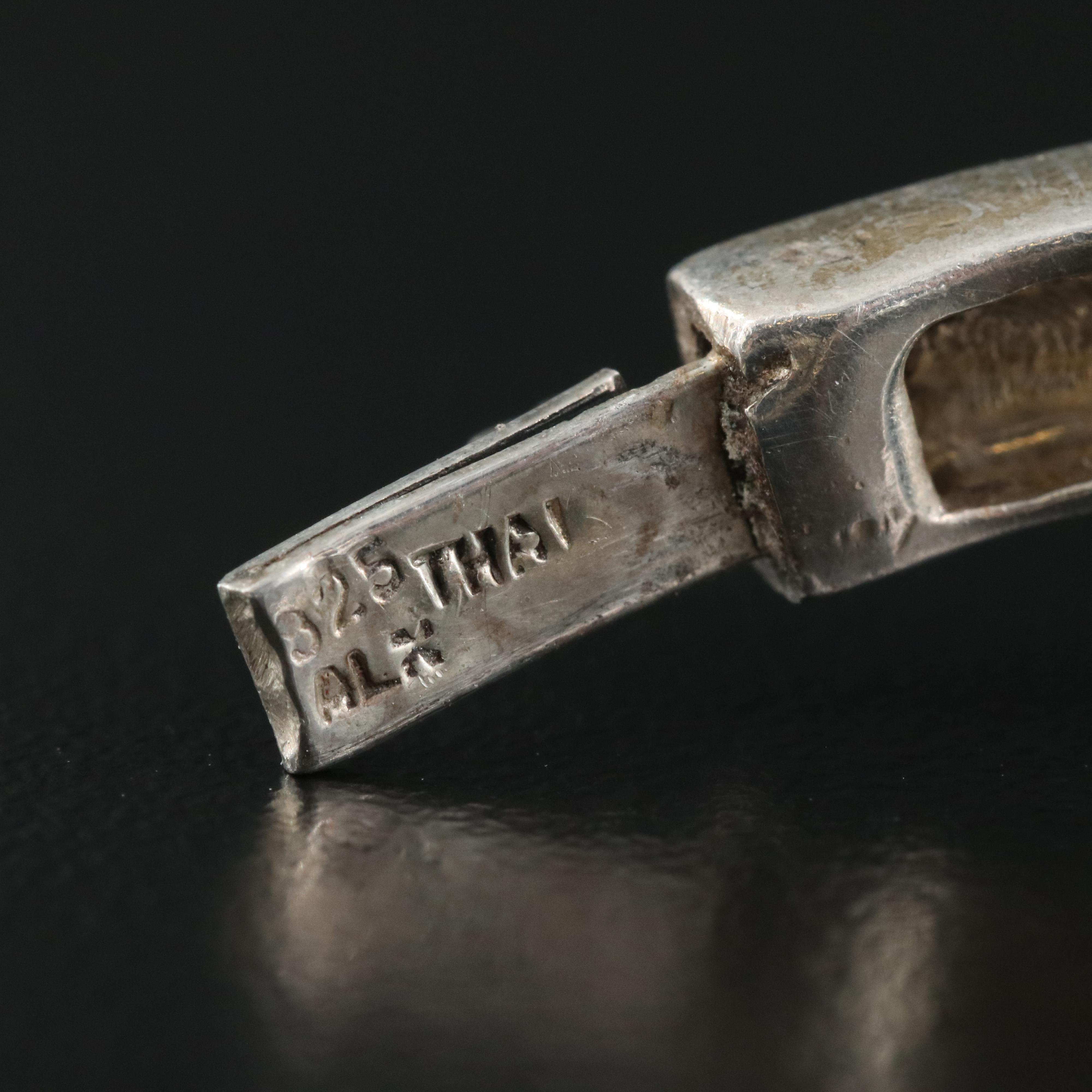 Sterling Black Onyx and Marcasite Hinged Bangle