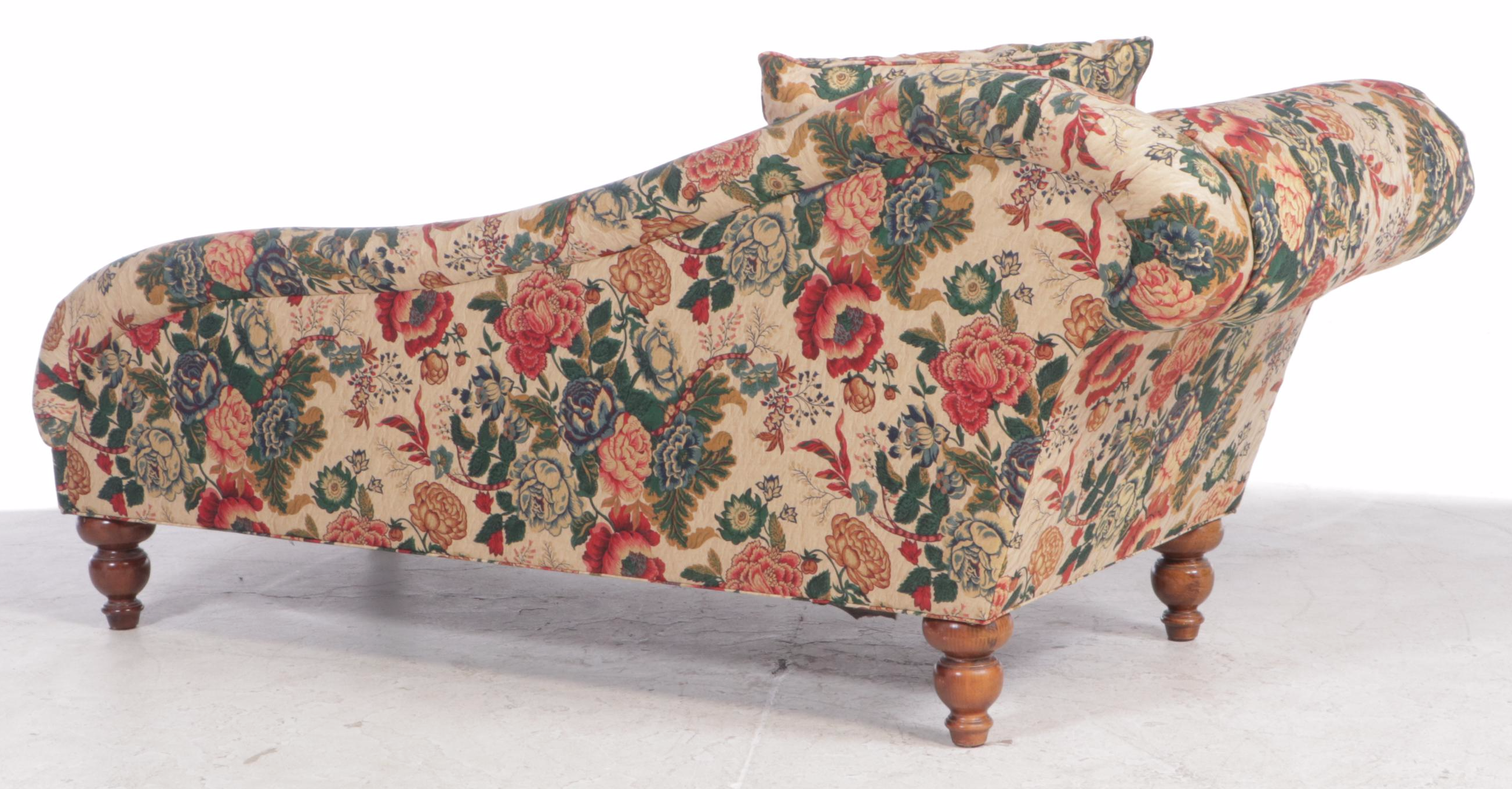 Sam Moore Furniture Floral-Upholstered and Buttoned-Down Left-Arm-Facing Chaise