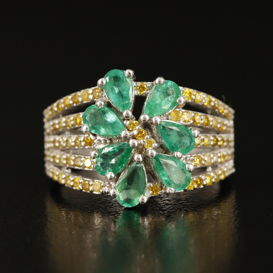 14K Emerald and Diamond Ring