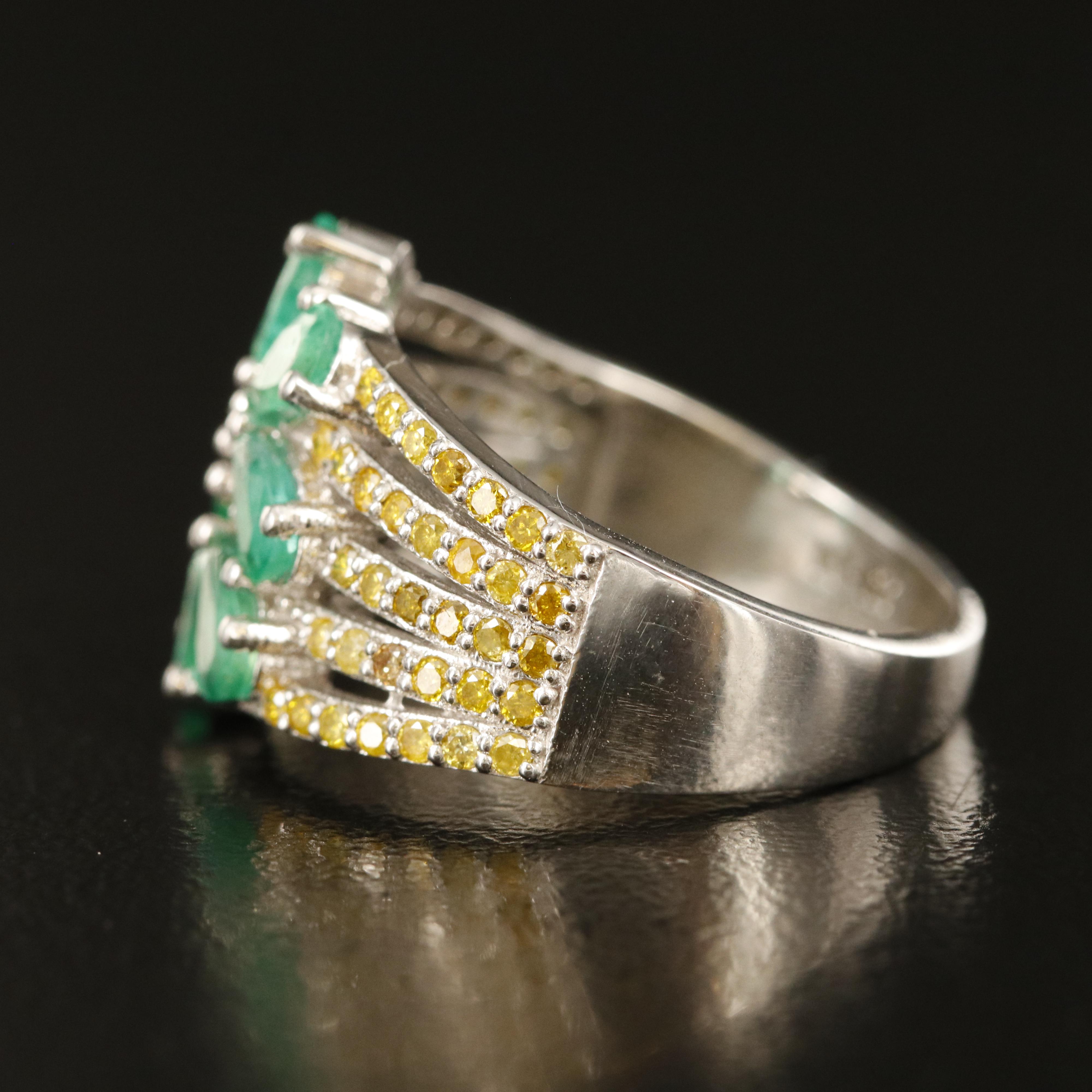 14K Emerald and Diamond Ring