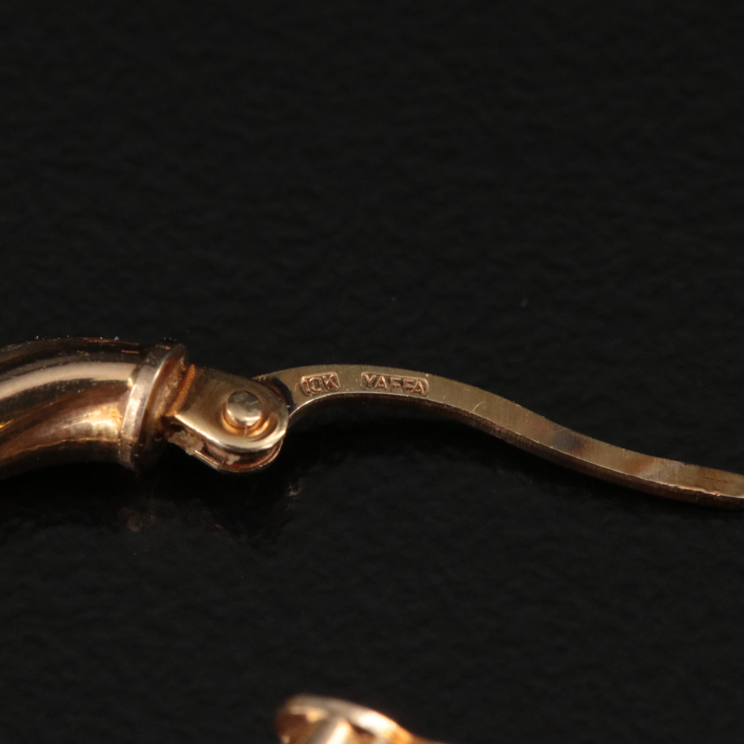 10K Twist and 14K Tri-Color Heart Hoop Earrings