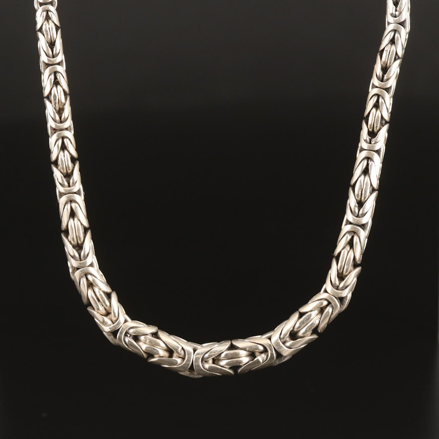 Sterling Graduated Byzantine Chain Necklace