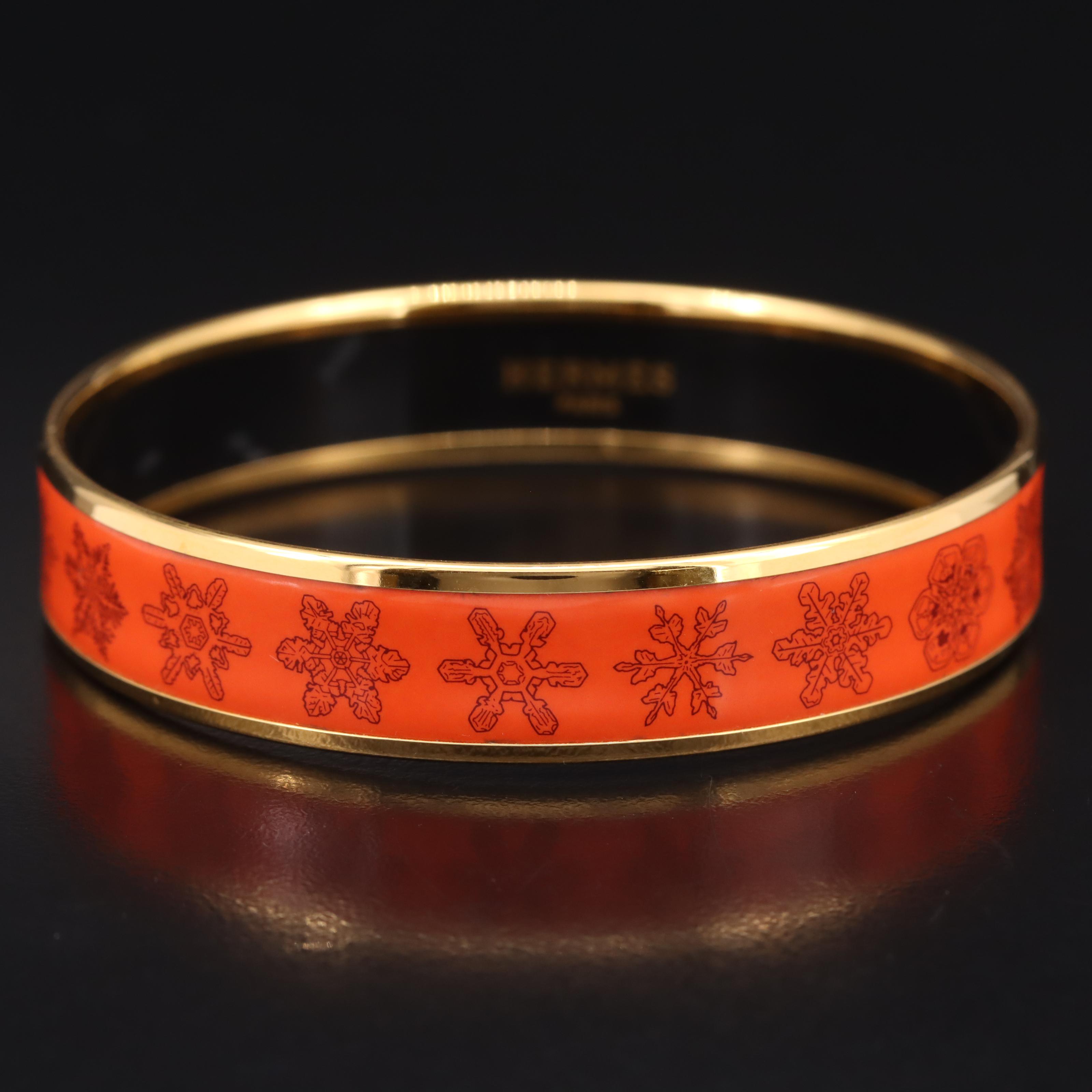 Hermès "Feux de L'Hiver" Wide Enamel Bracelet