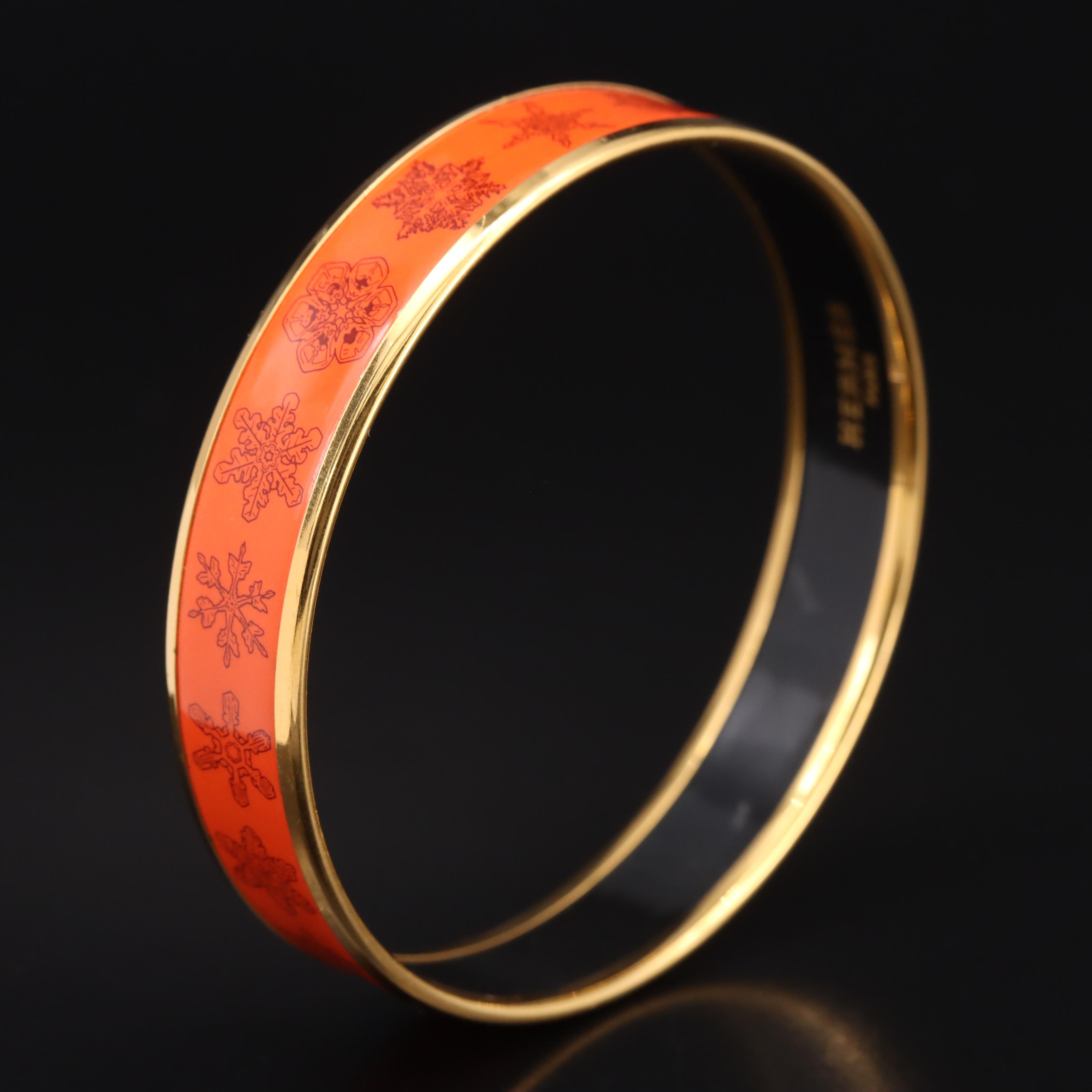 Hermès "Feux de L'Hiver" Wide Enamel Bracelet