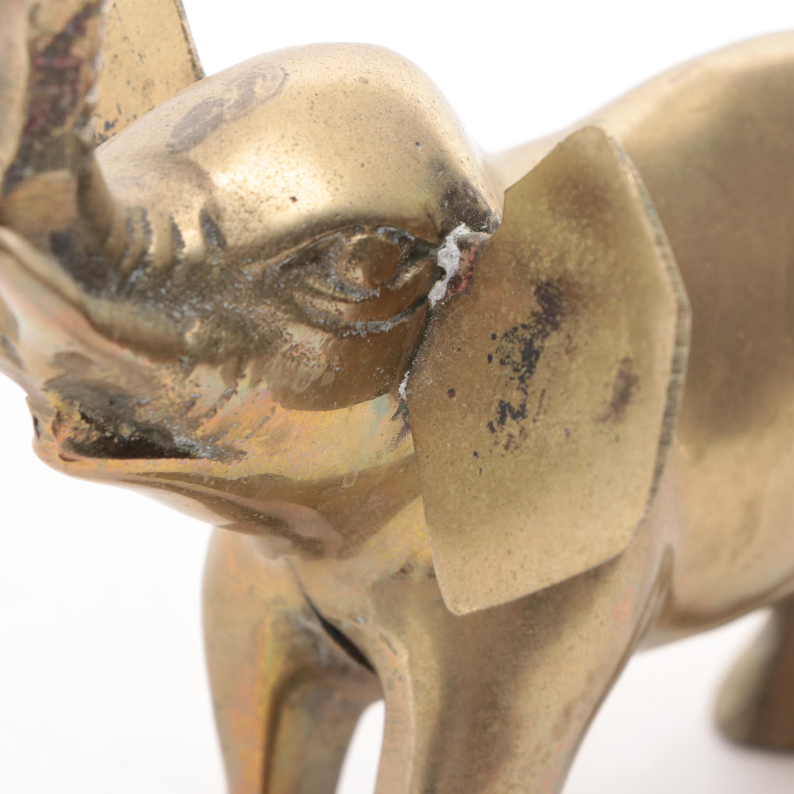 Old Port Brass Works Ducks with Animal Figurines, Mid to Late 20th Century