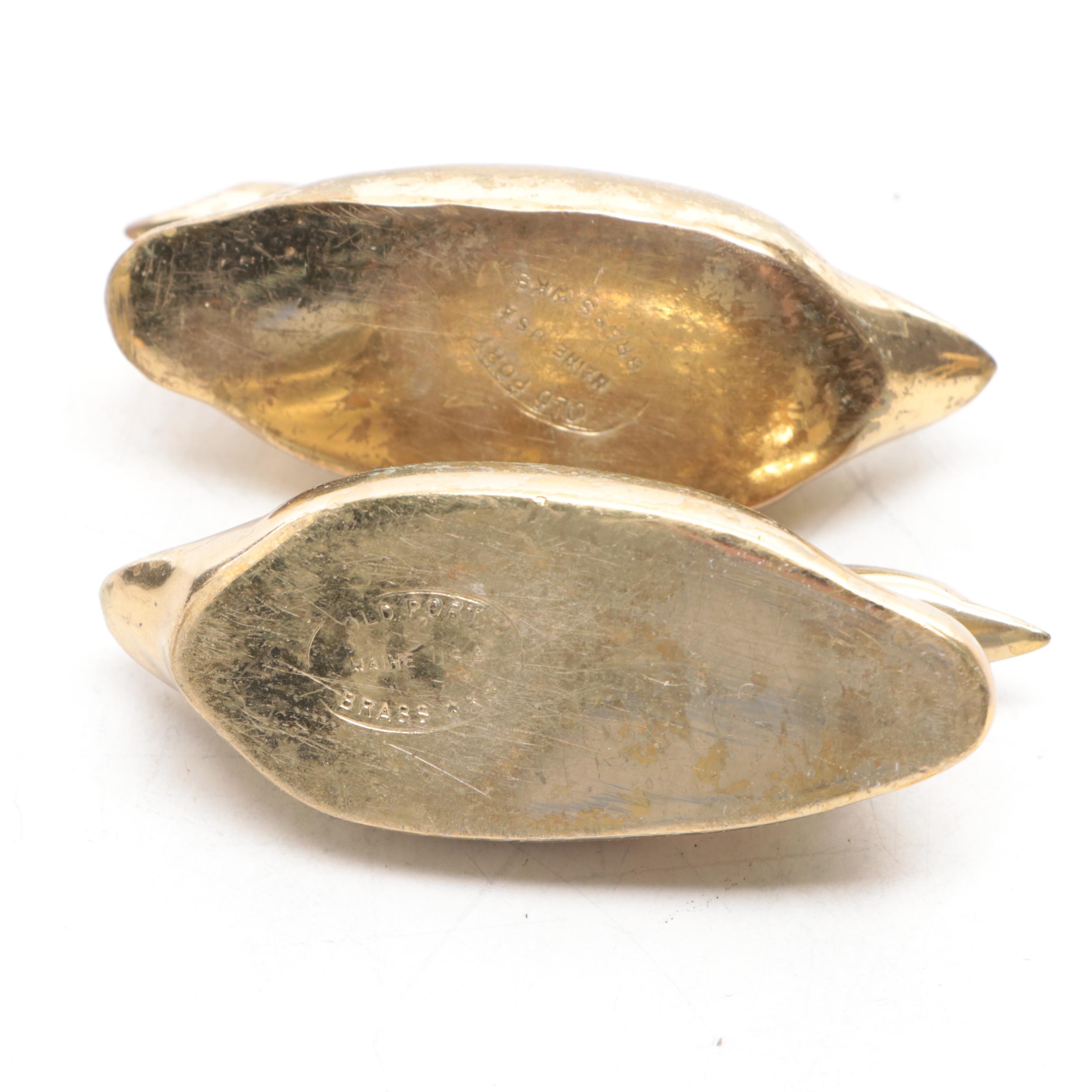 Old Port Brass Works Ducks with Animal Figurines, Mid to Late 20th Century