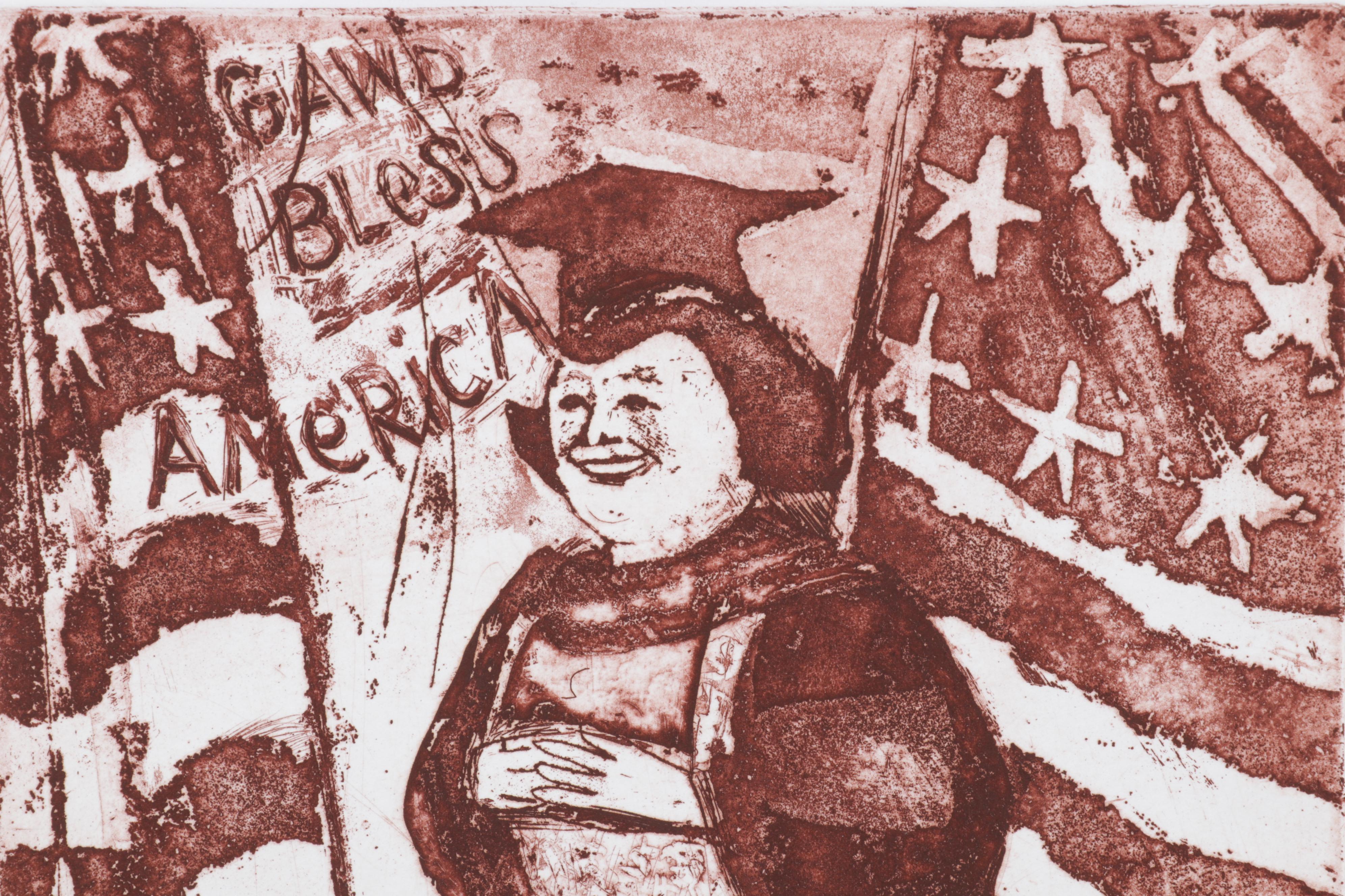 Sidney Chafetz Etching with Aquatint "Patriotism," 1970