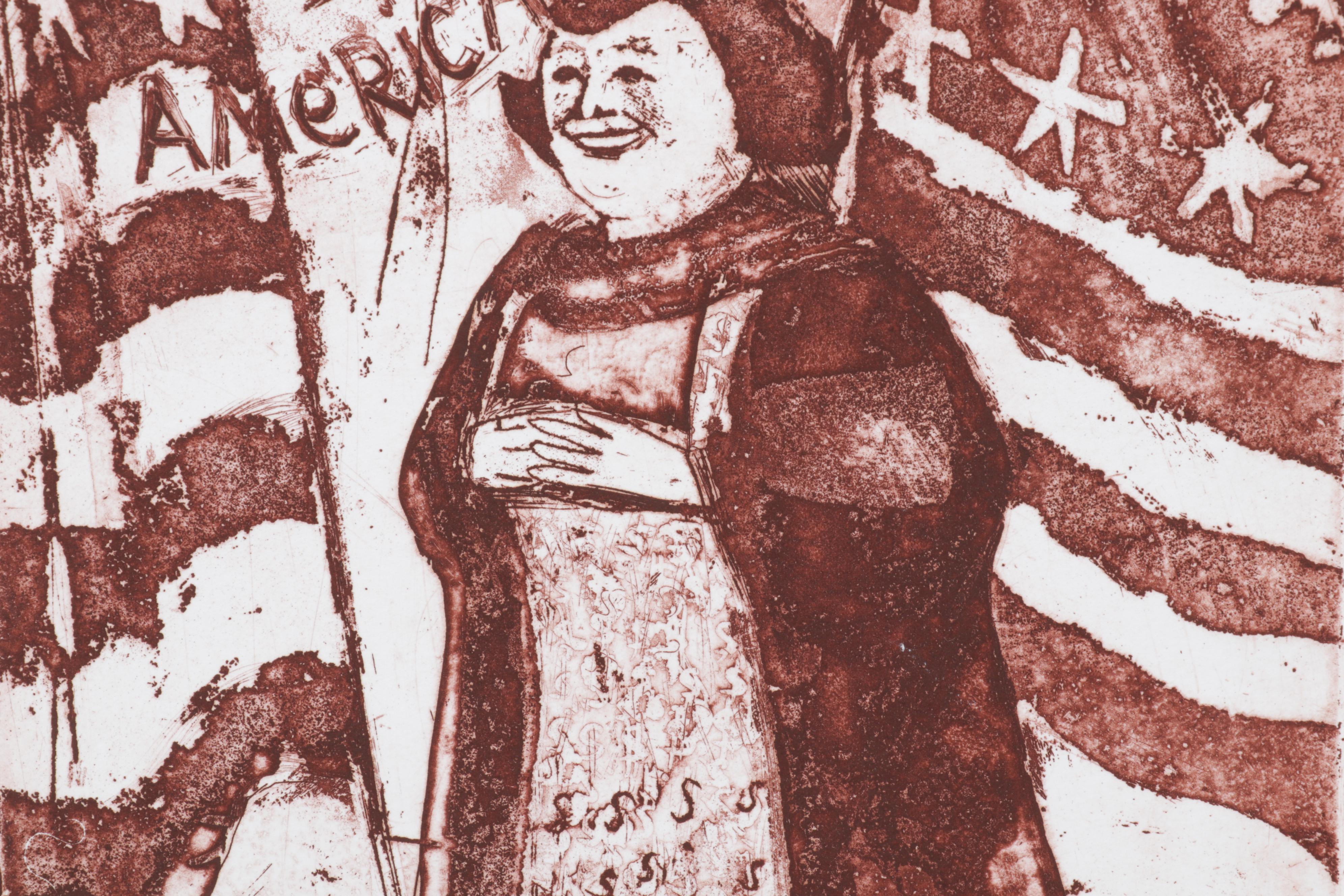 Sidney Chafetz Etching with Aquatint "Patriotism," 1970