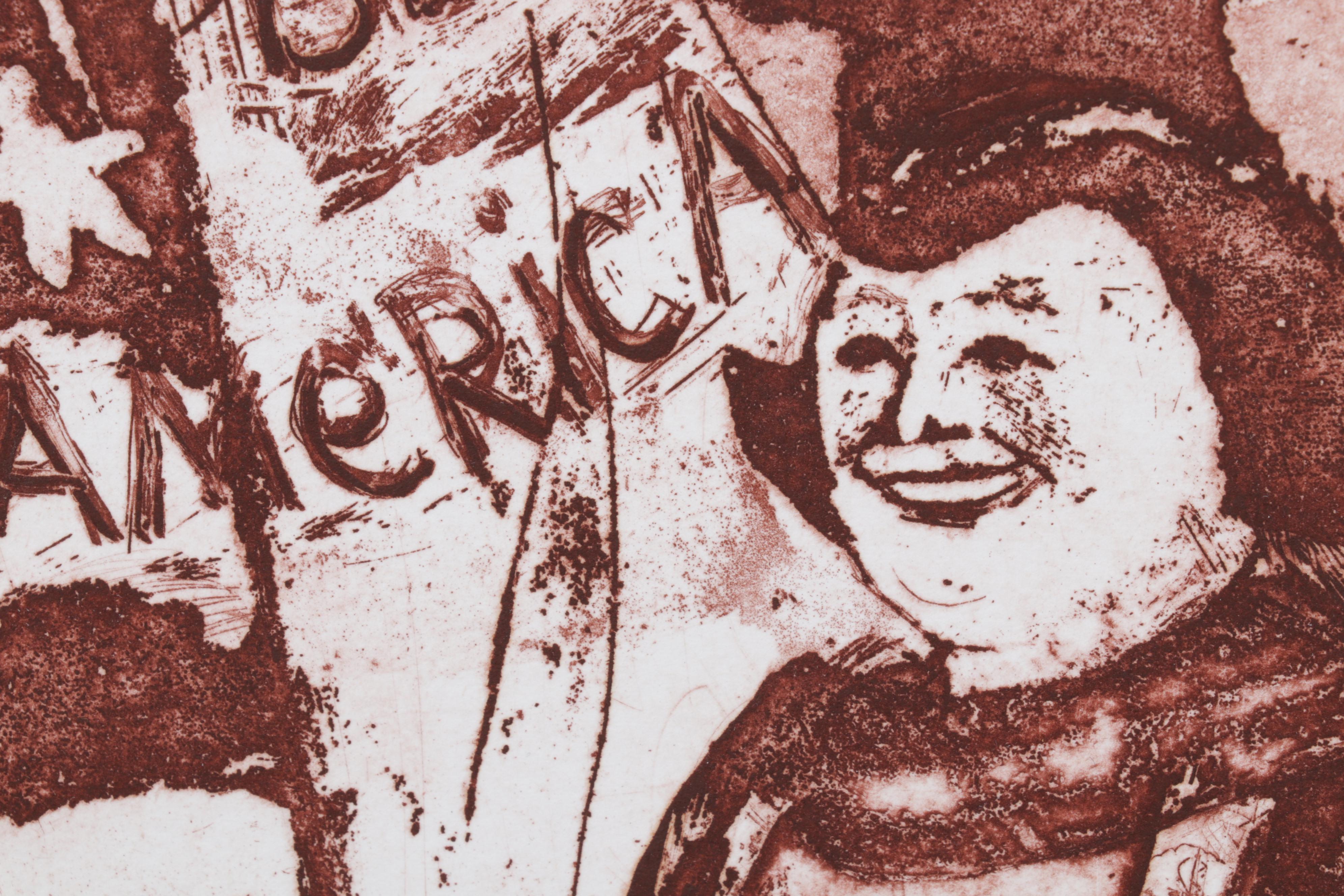 Sidney Chafetz Etching with Aquatint "Patriotism," 1970