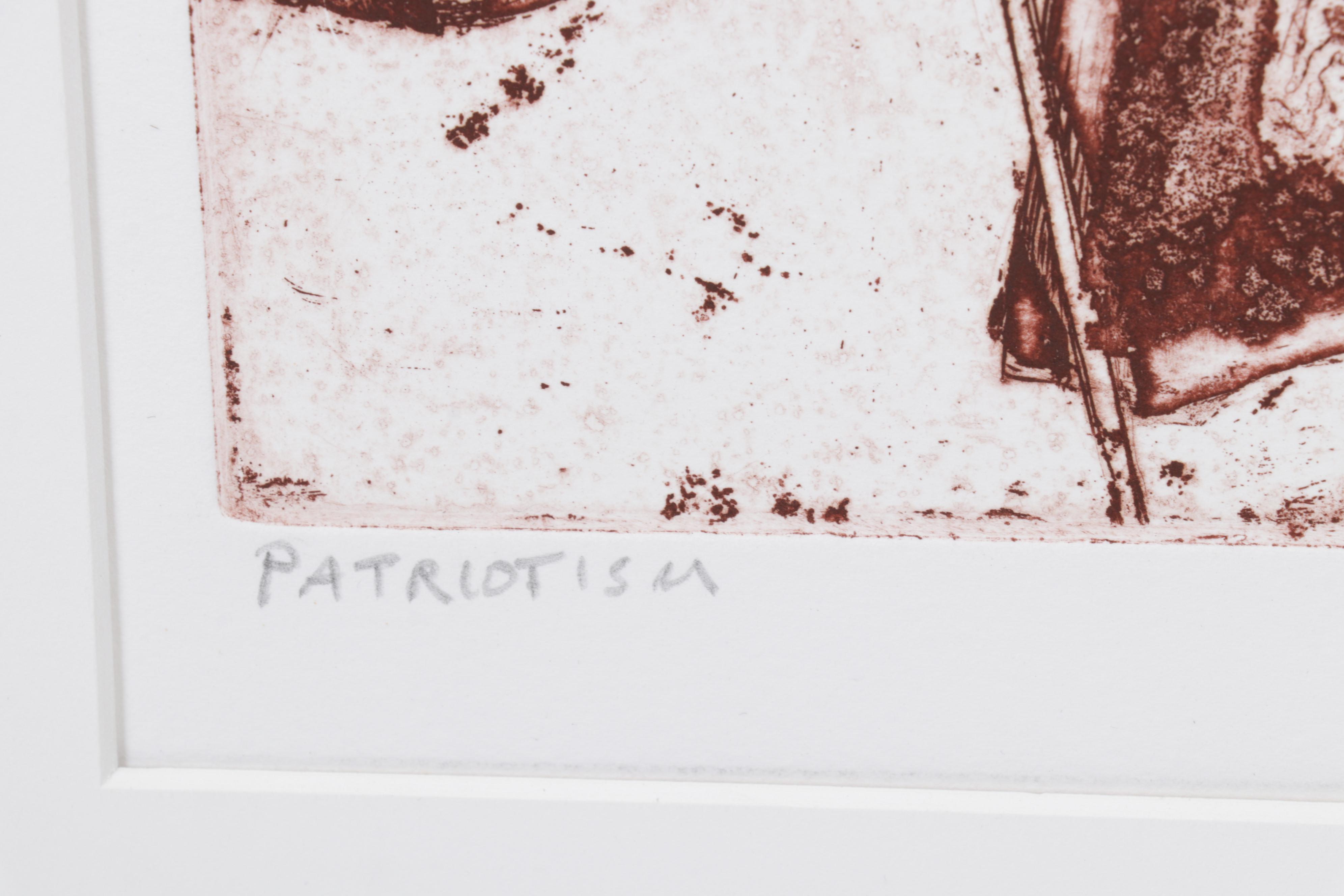 Sidney Chafetz Etching with Aquatint "Patriotism," 1970