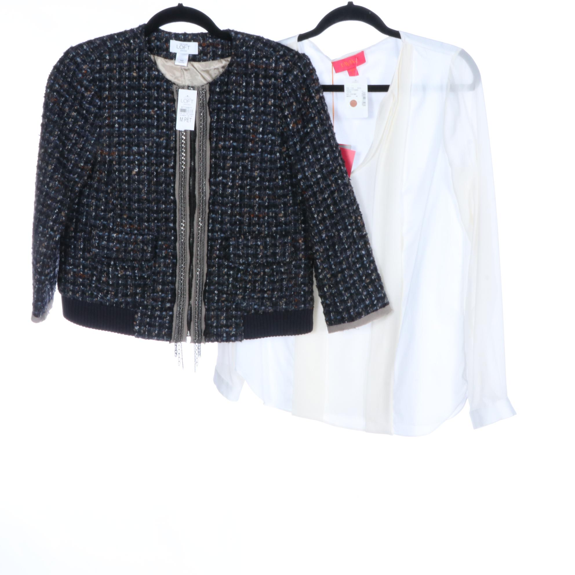 Ann Taylor Loft Tweed Jacket with Lavia, For Love & Lemons Tops and BCBG Dress