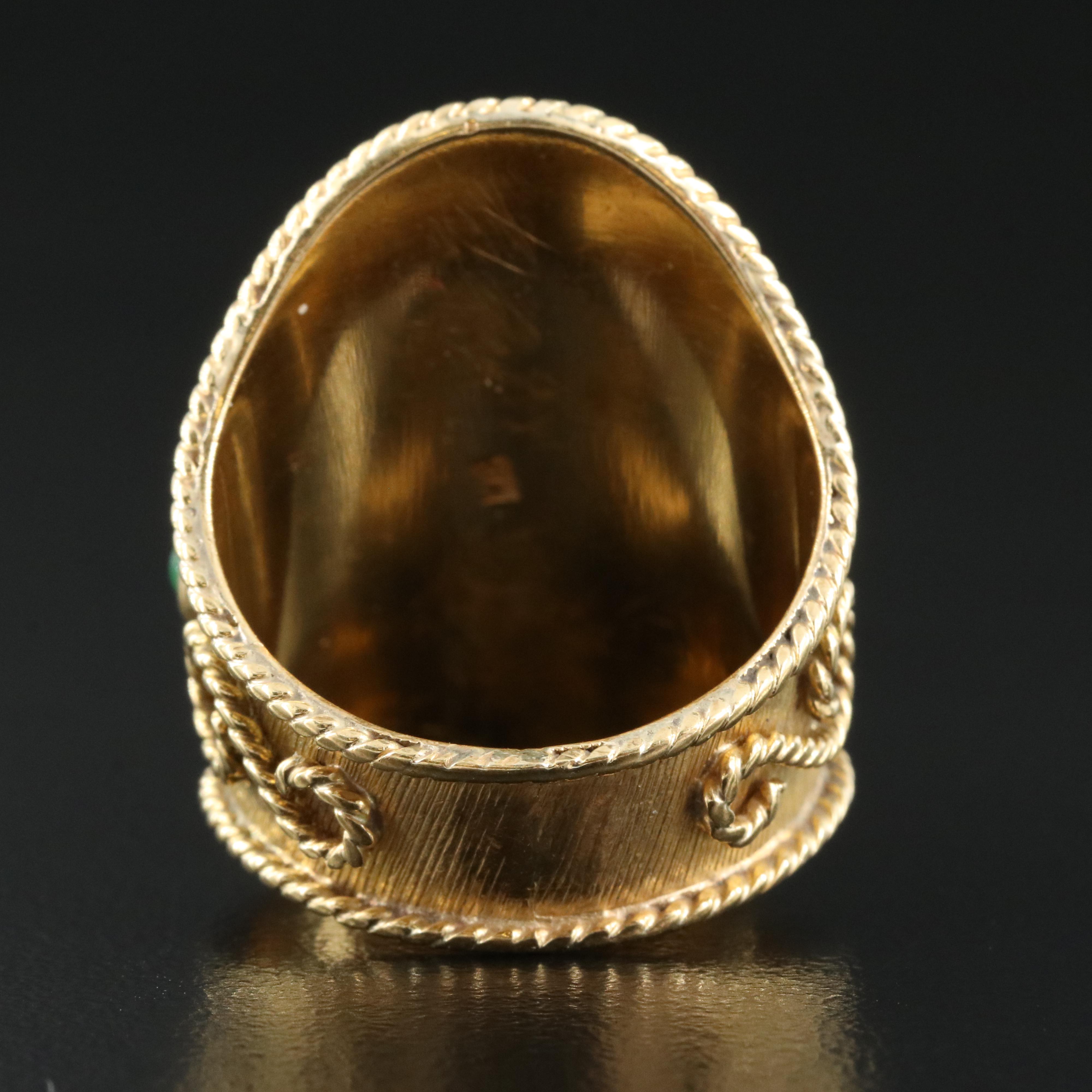 18K Saddle Ring Including Chalcedony, Amethyst, Turquoise and Coral