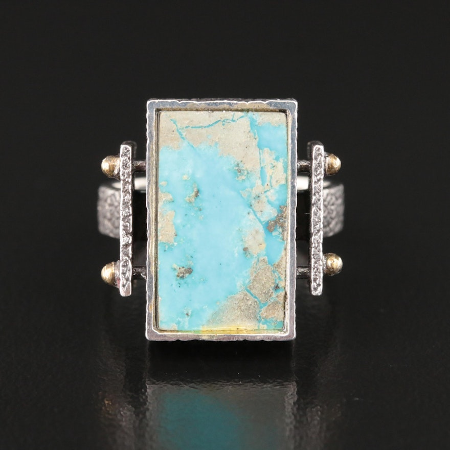 Studio Style Sterling Turquoise Ring Attributed to Kai Hill