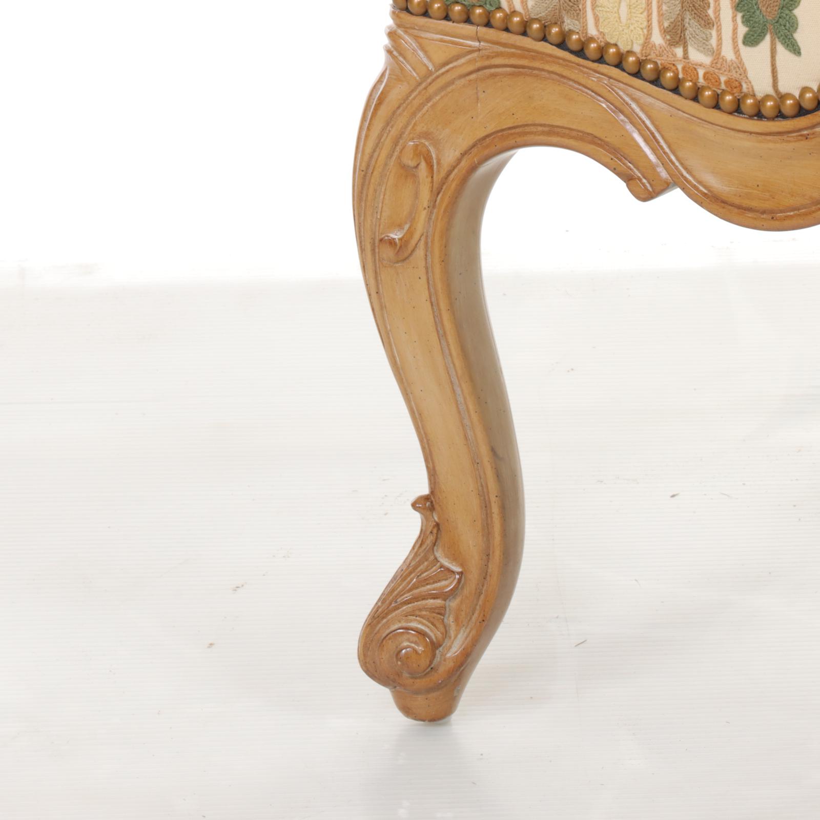 Louis XV Style Carved Beech and Crewelwork Fauteuil