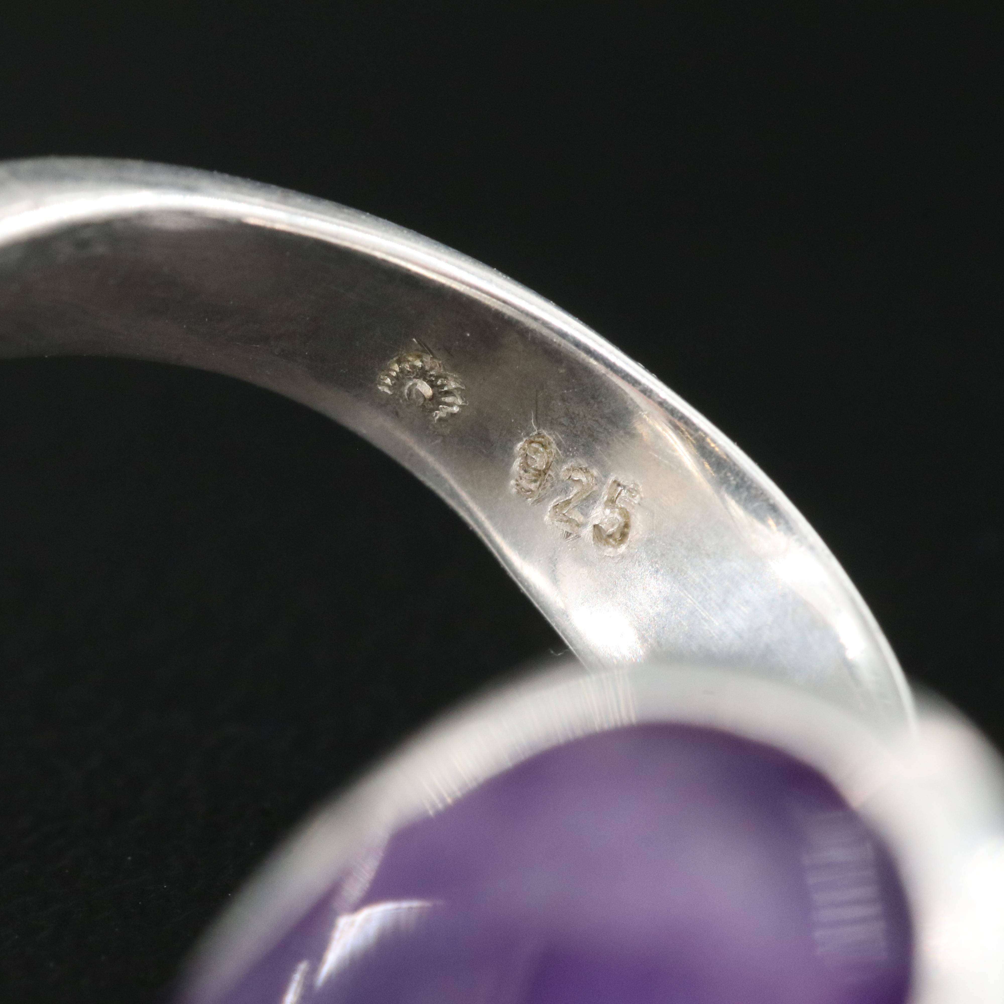 Sterling Amethyst and Star Diopside Open Top Ring