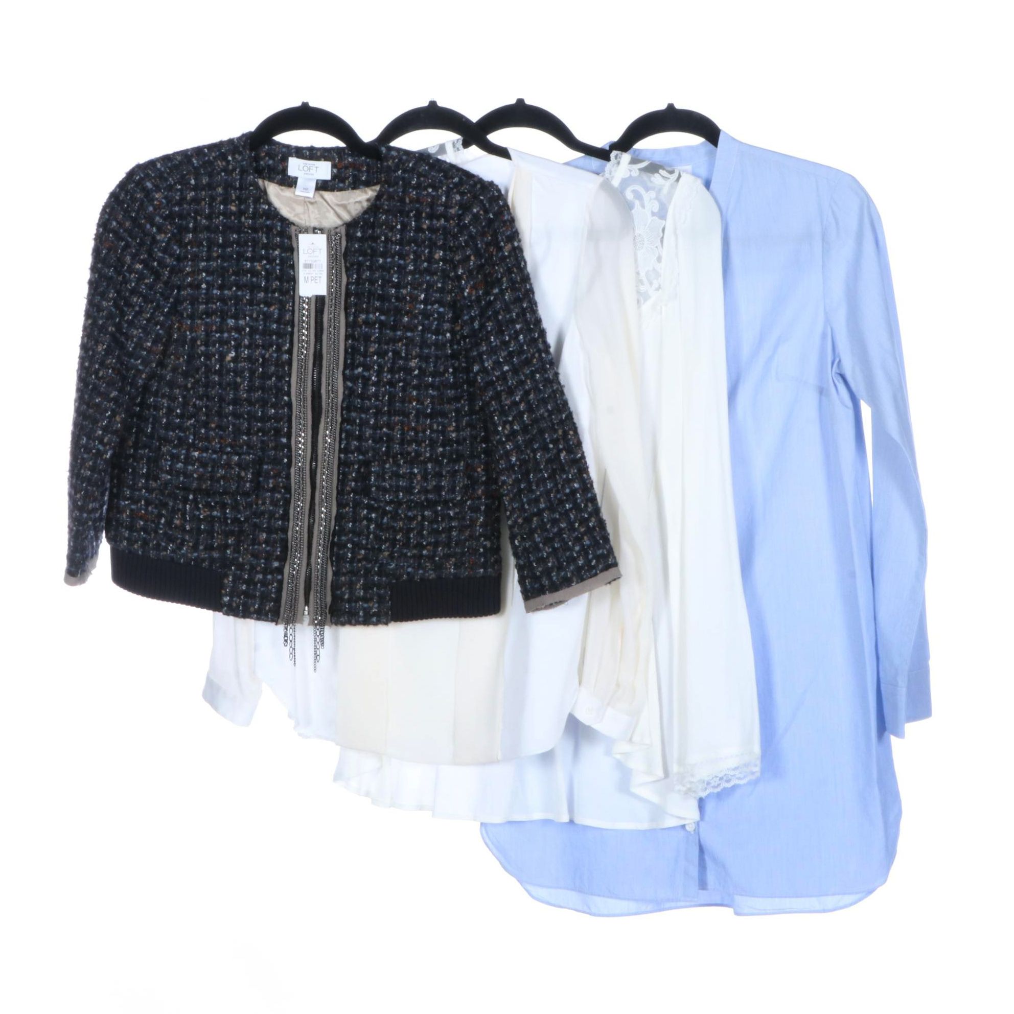 Ann Taylor Loft Tweed Jacket with Lavia, For Love & Lemons Tops and BCBG Dress