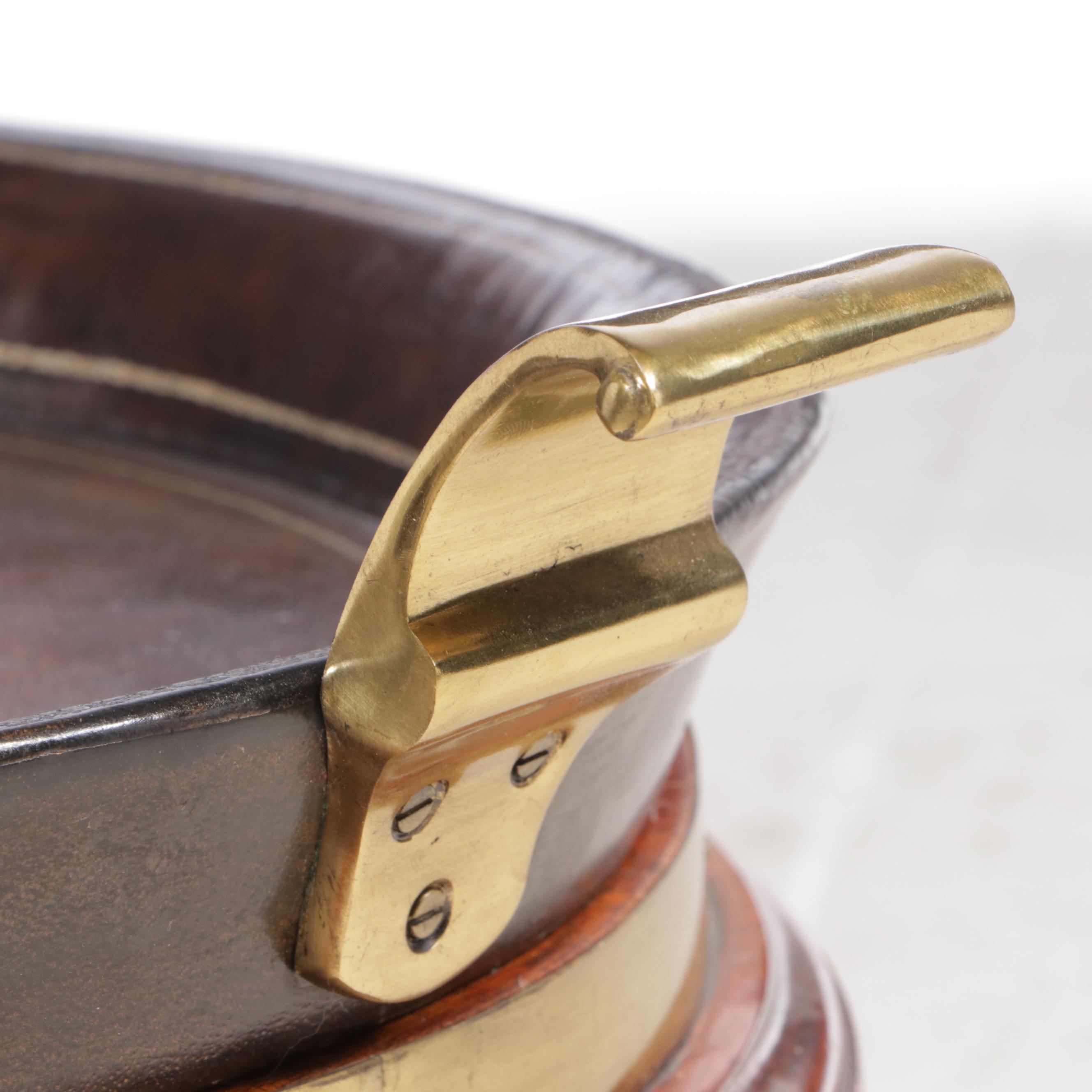 Maitland-Smith Brass-Mounted Mahogany and Leather-Clad Butler's Tray Table