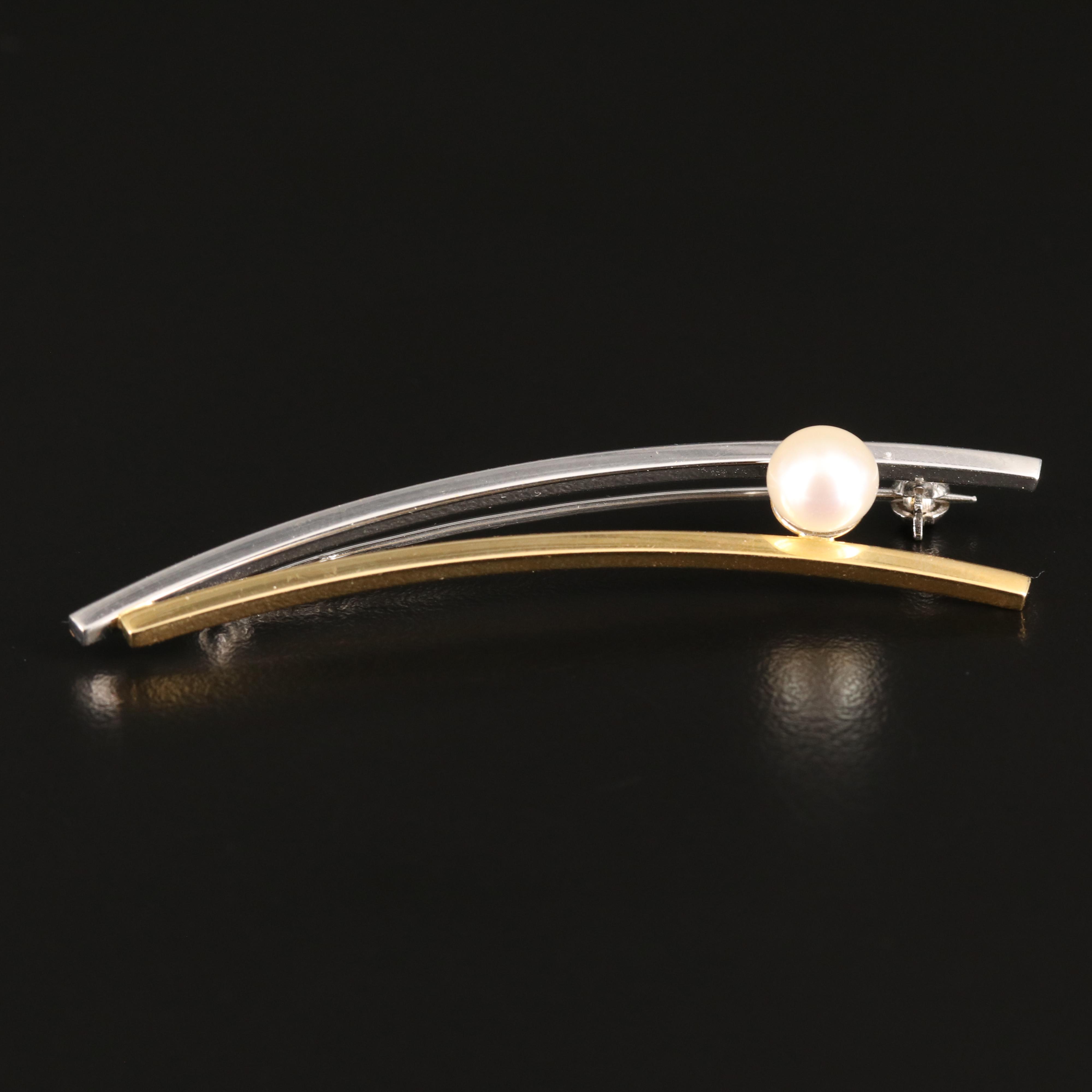 18K Pearl Brooch