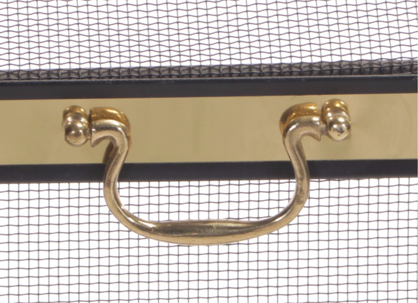 Iron and Wire Mesh Firescreen, Late 20th Century