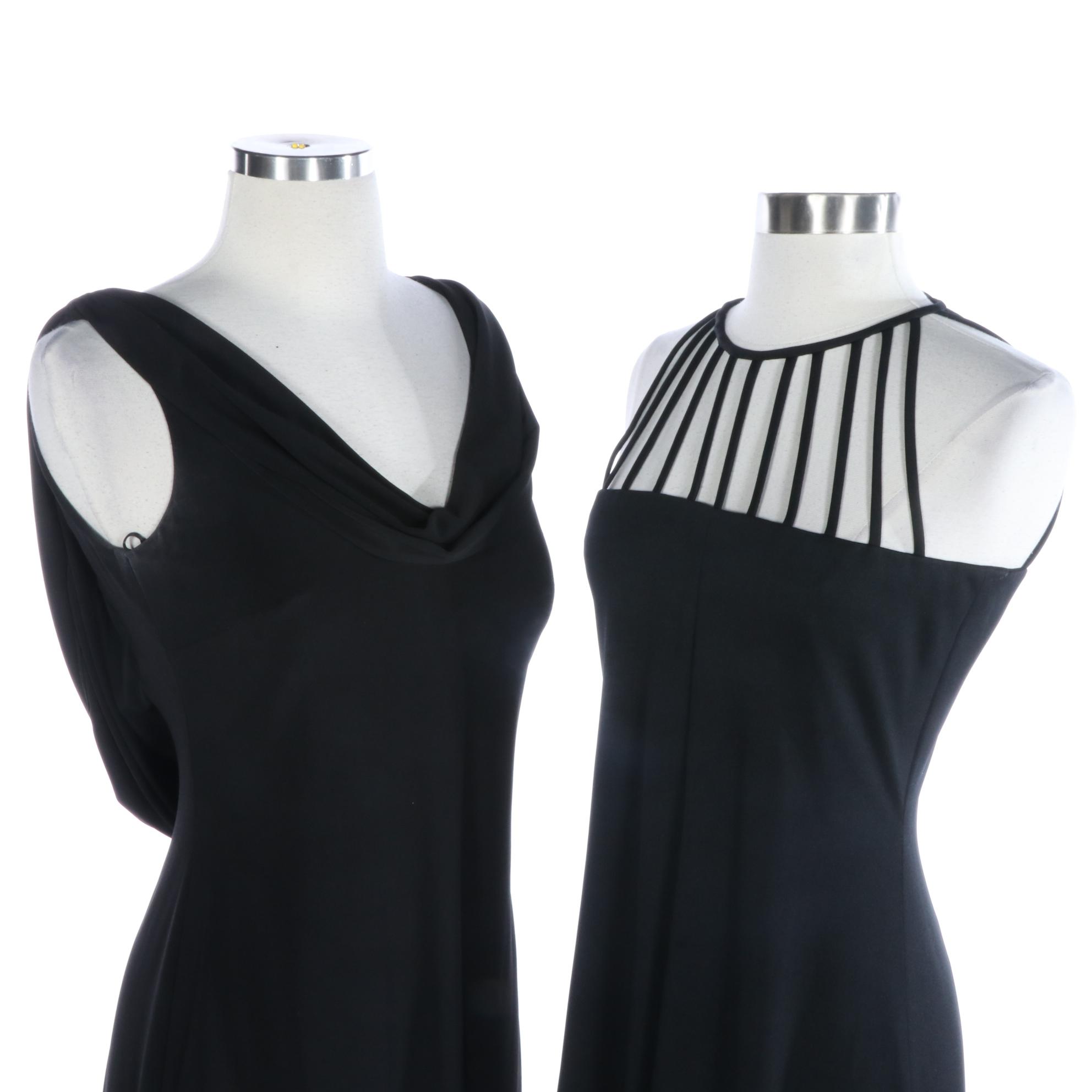 Mary L. Couture Cowl Neck Dress and Kappi Caged Halter Maxi Dress in Jersey Knit