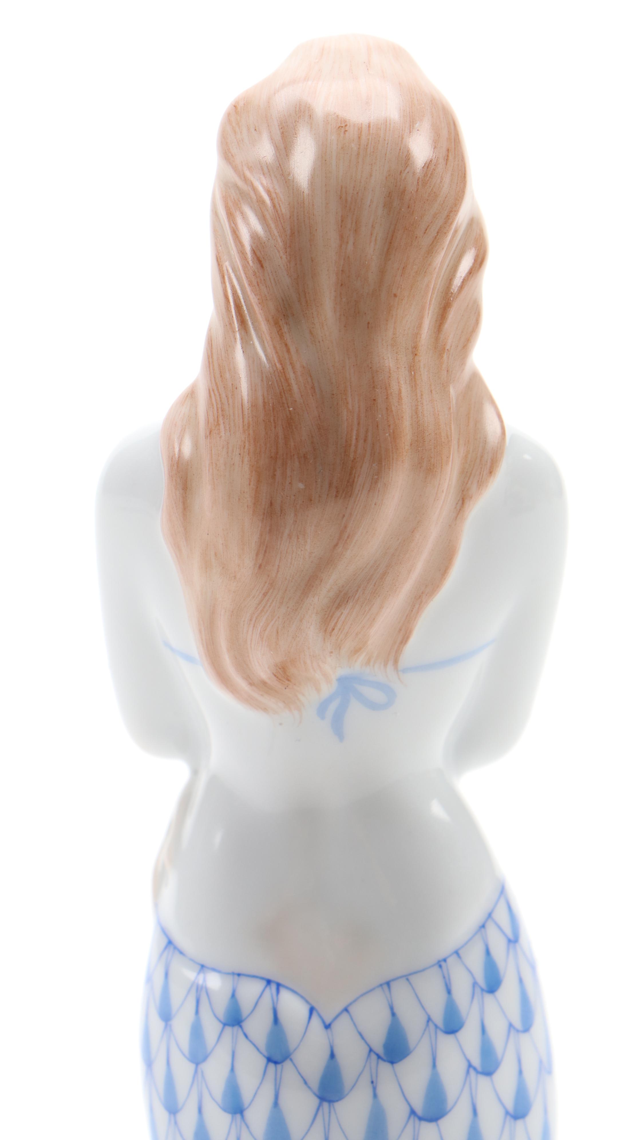 Herend Blue Fishnet with Gold "Mermaid" Porcelain Figurine