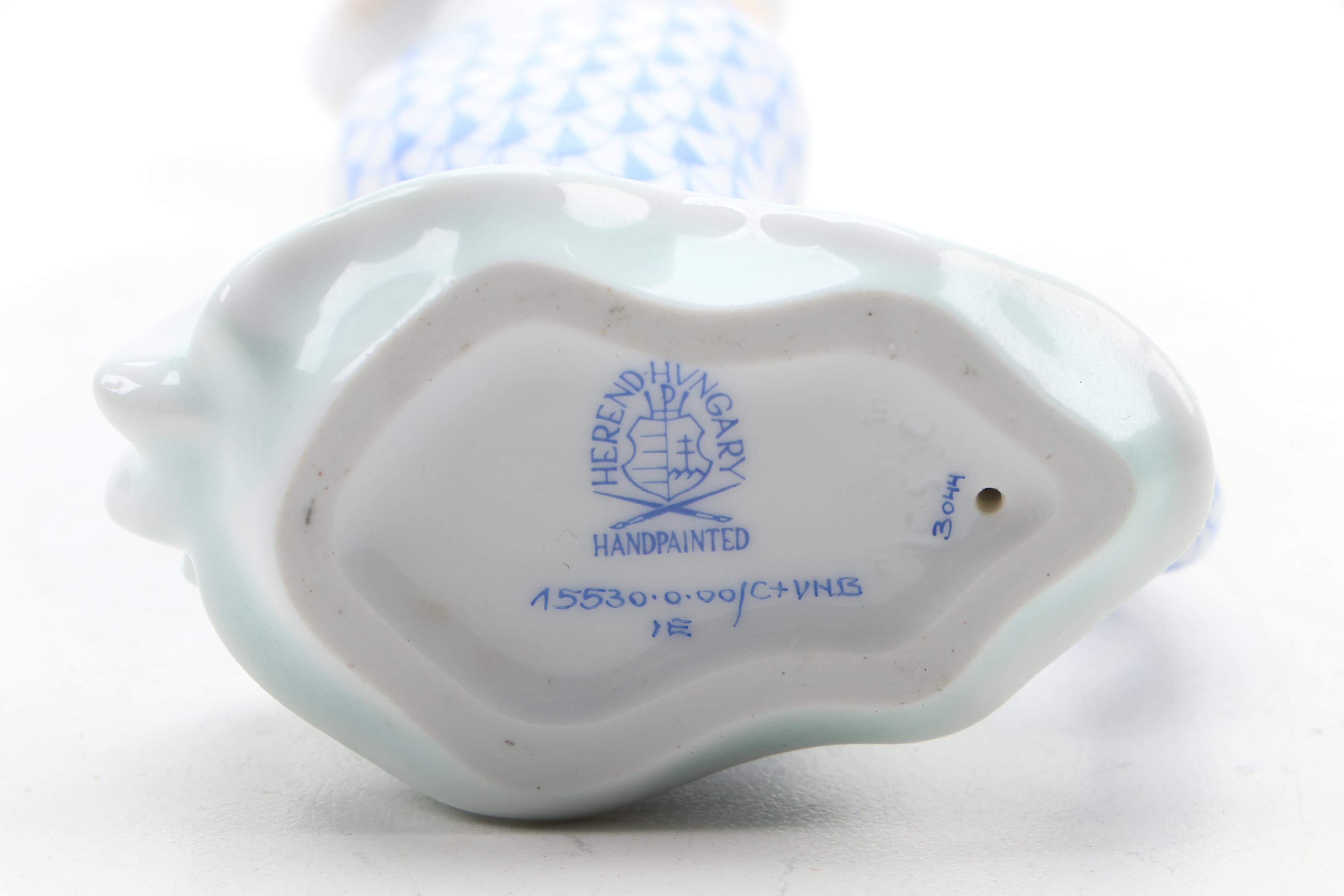 Herend Blue Fishnet with Gold "Mermaid" Porcelain Figurine