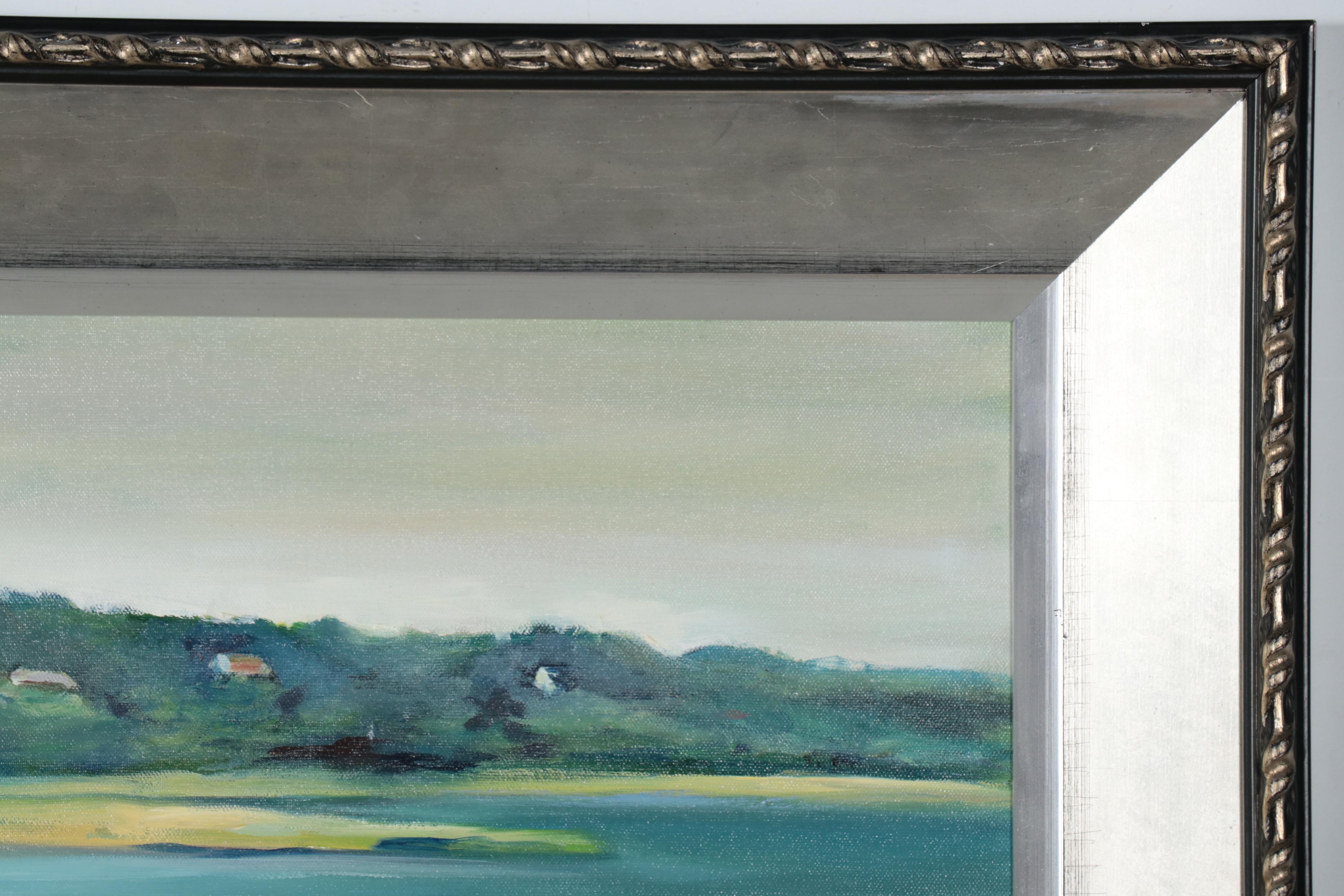 Large-Scale Oil Painting of Marsh Landscape, 21st Century