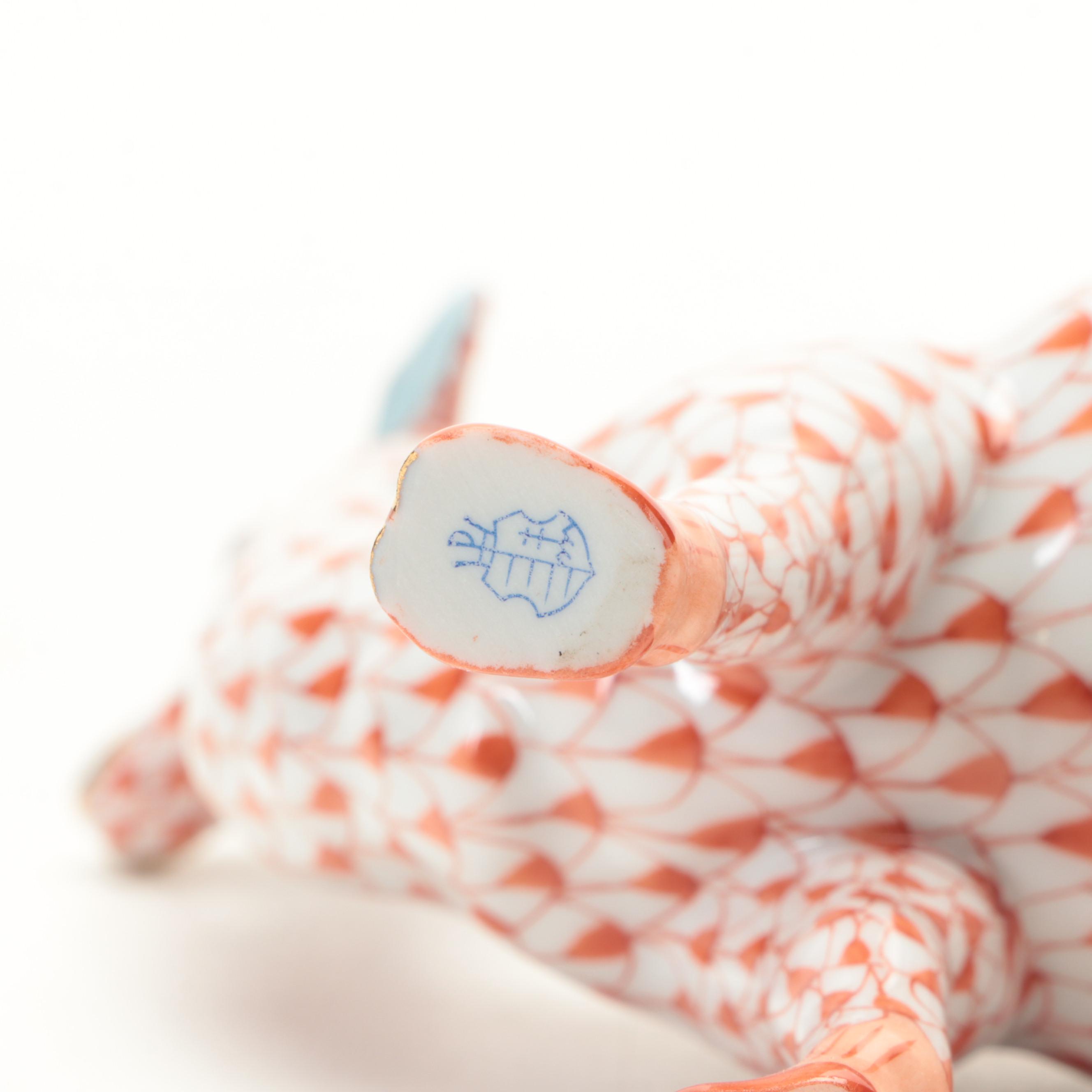 Herend Rust Fishnet with Gold Porcelain Llama Figurine