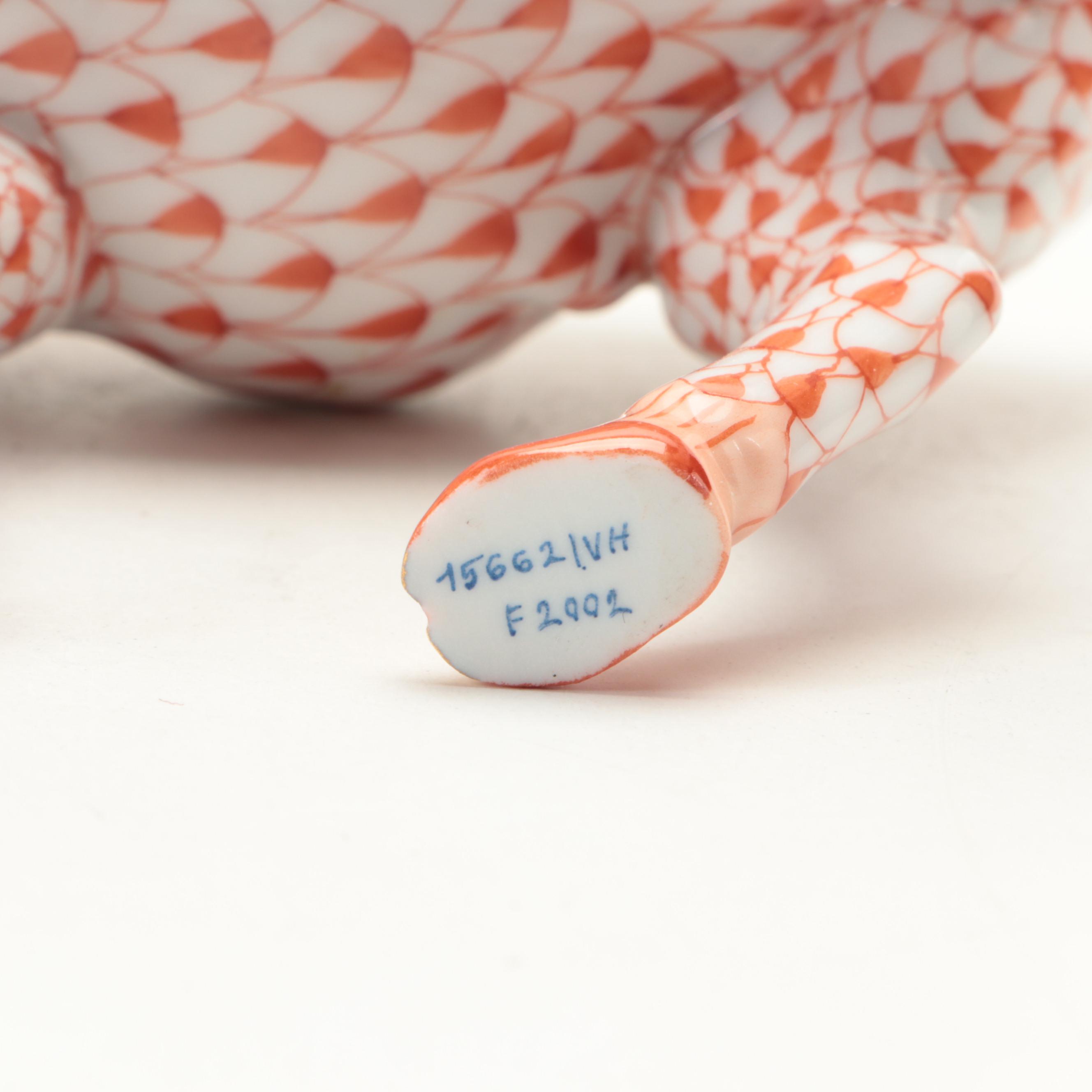 Herend Rust Fishnet with Gold Porcelain Llama Figurine