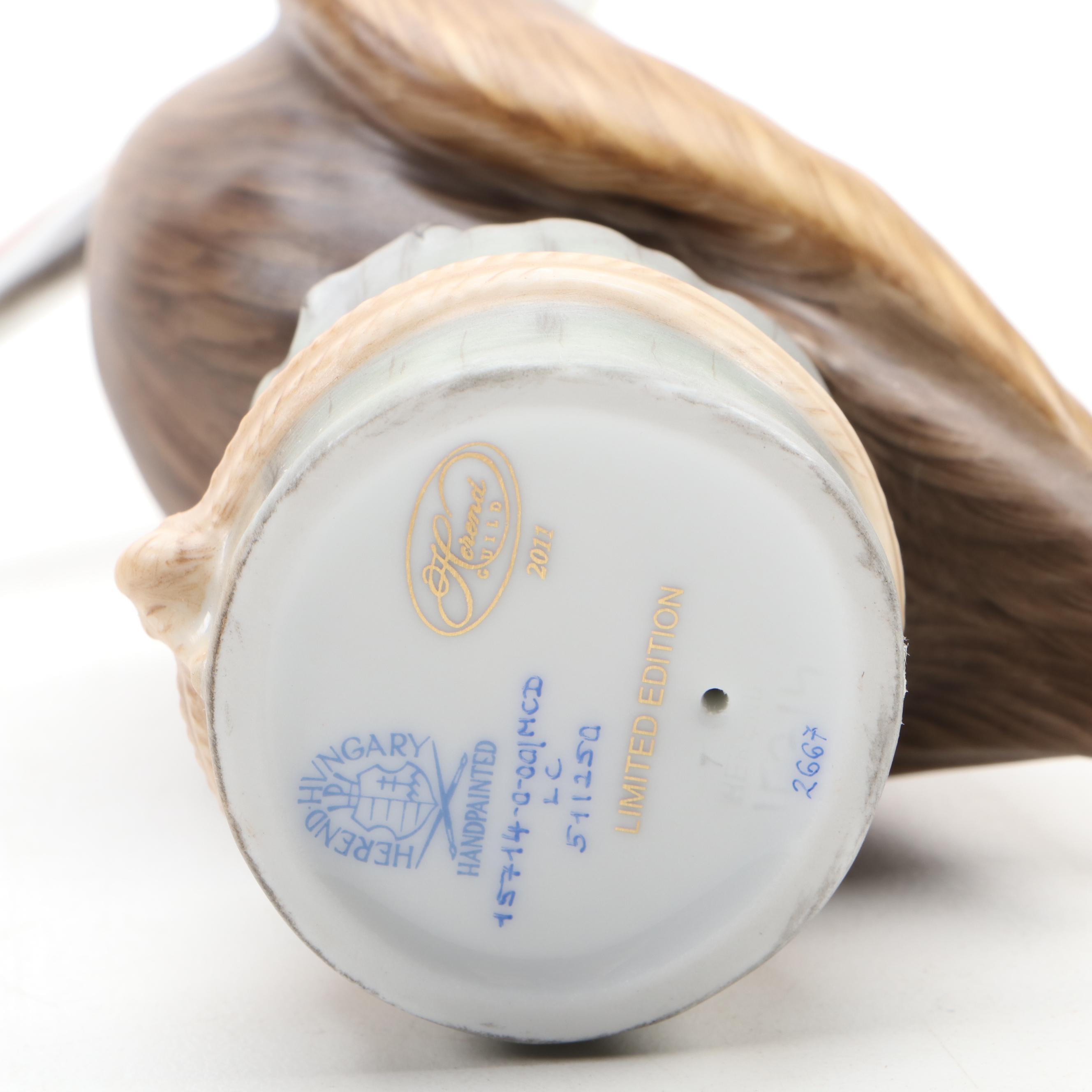 Herend Guild Natural "Pelican on Post" Limited Edition Porcelain Figurine, 2011