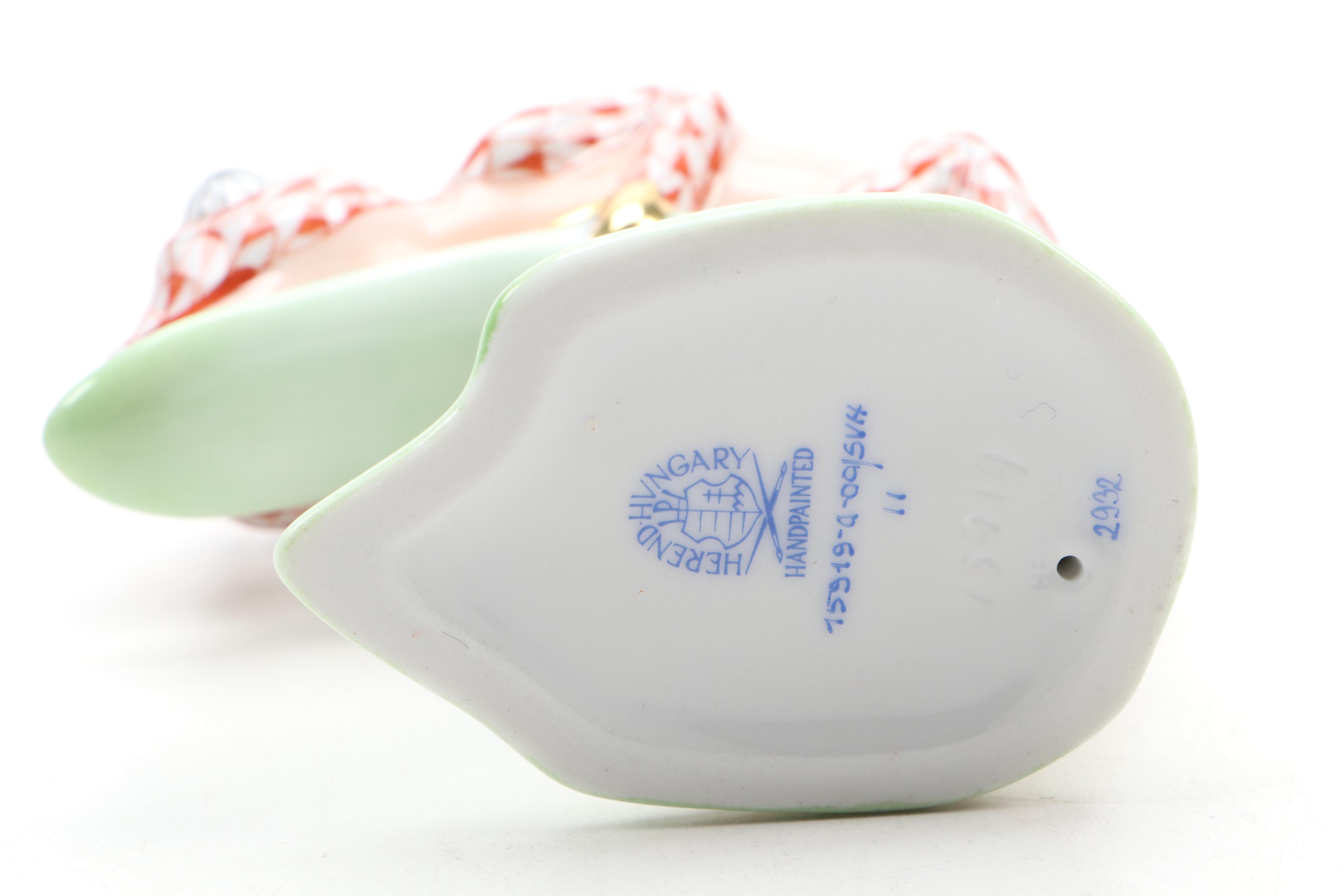 Herend Rust Fishnet with Gold "Chameleon" Porcelain Figurine