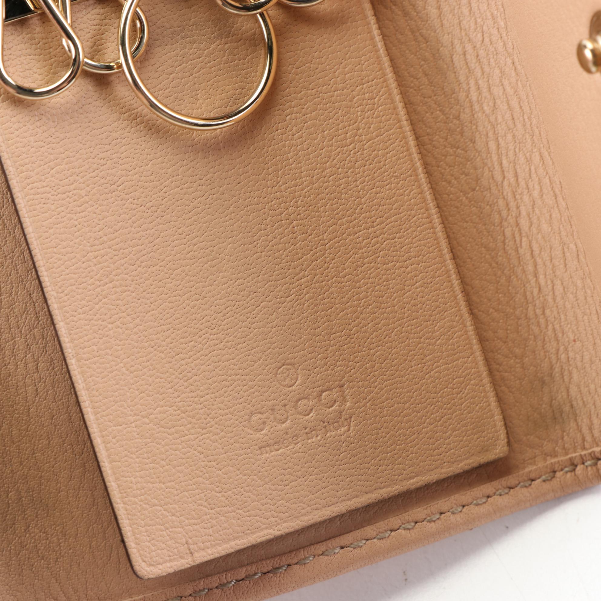 Gucci Heart 6-Ring Key Case in GG Metallic Canvas and Leather