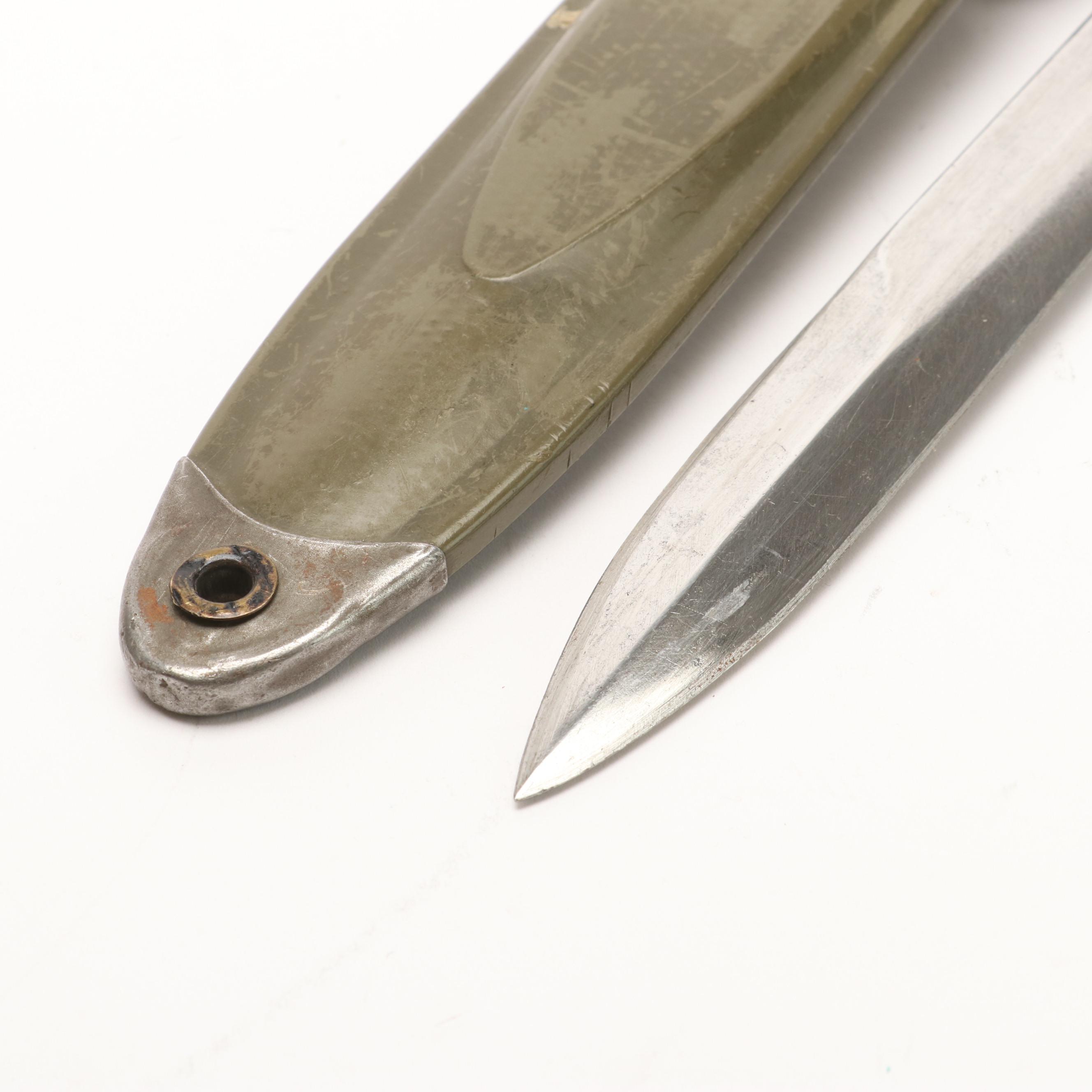 Group of Five Various Bayonets with Sheaths Including Vietnam Era USM8A1