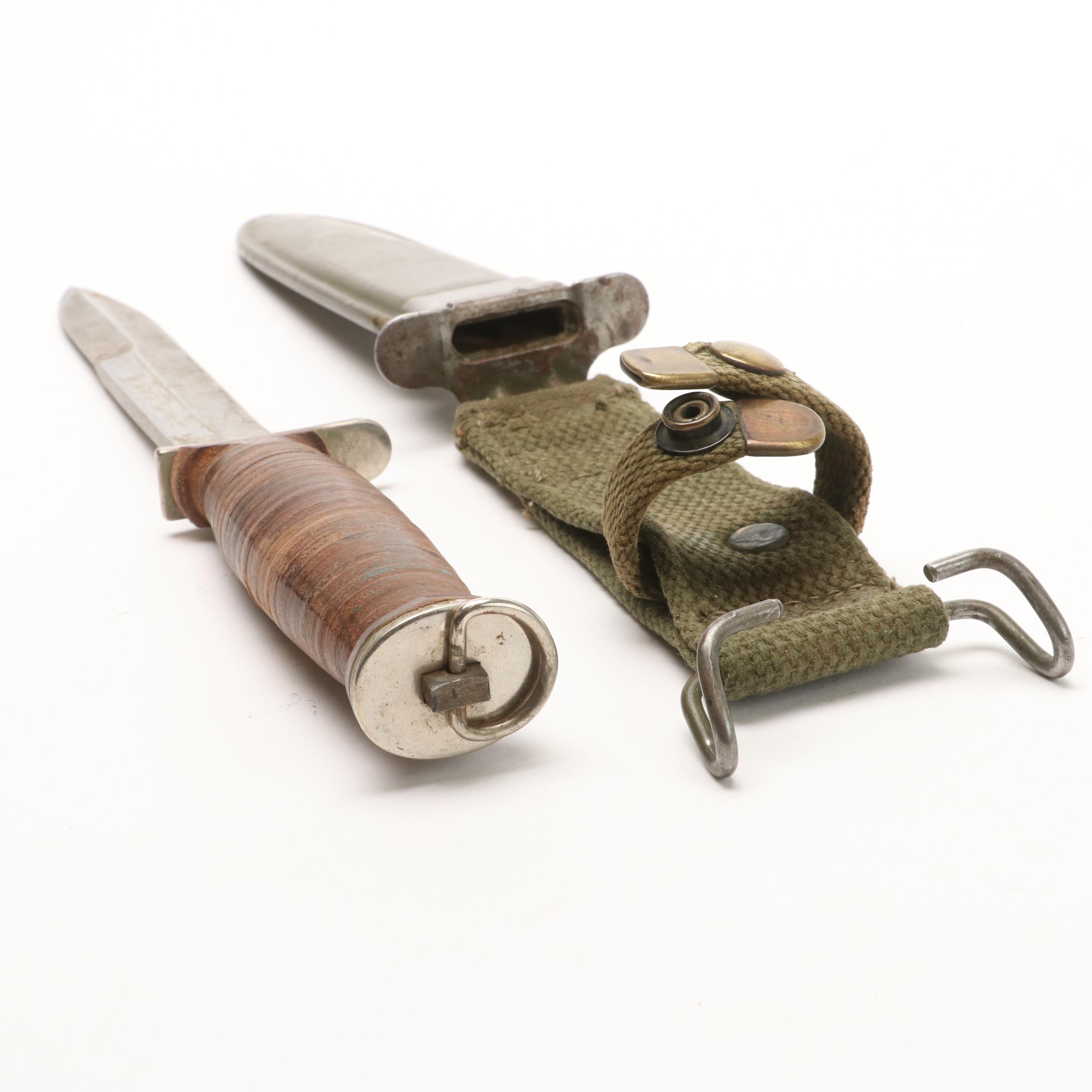 Group of Five Various Bayonets with Sheaths Including Vietnam Era USM8A1