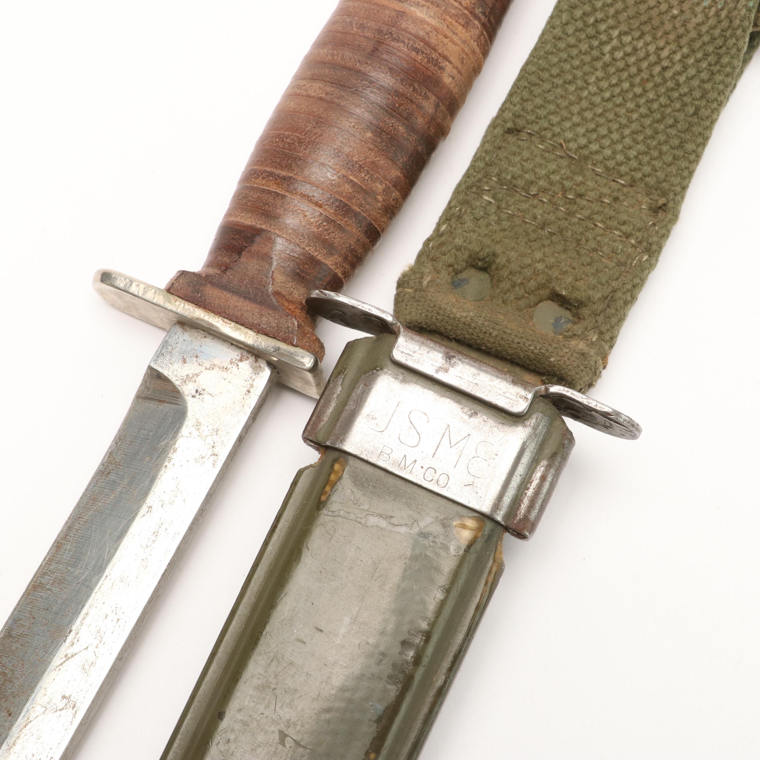 Group of Five Various Bayonets with Sheaths Including Vietnam Era USM8A1