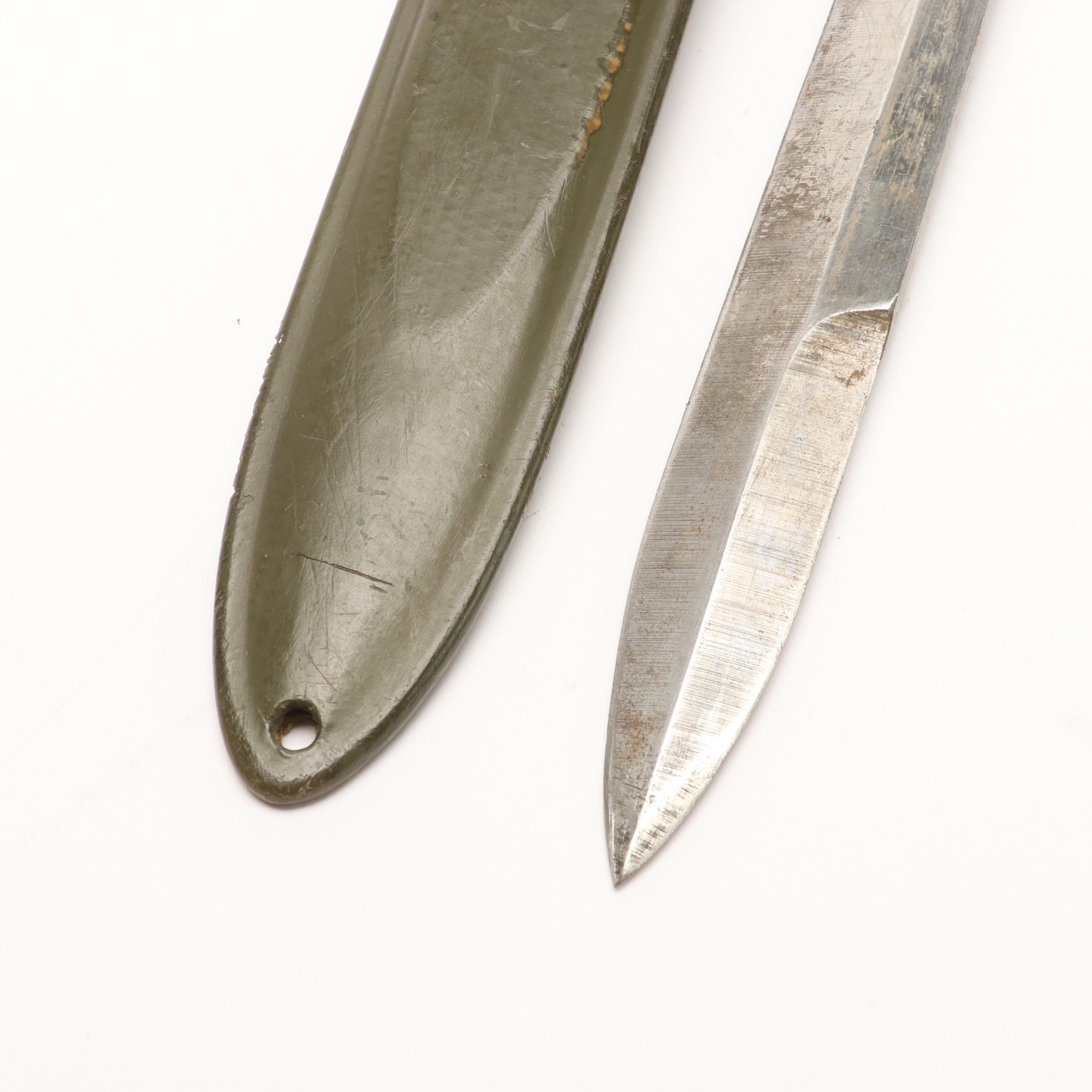 Group of Five Various Bayonets with Sheaths Including Vietnam Era USM8A1