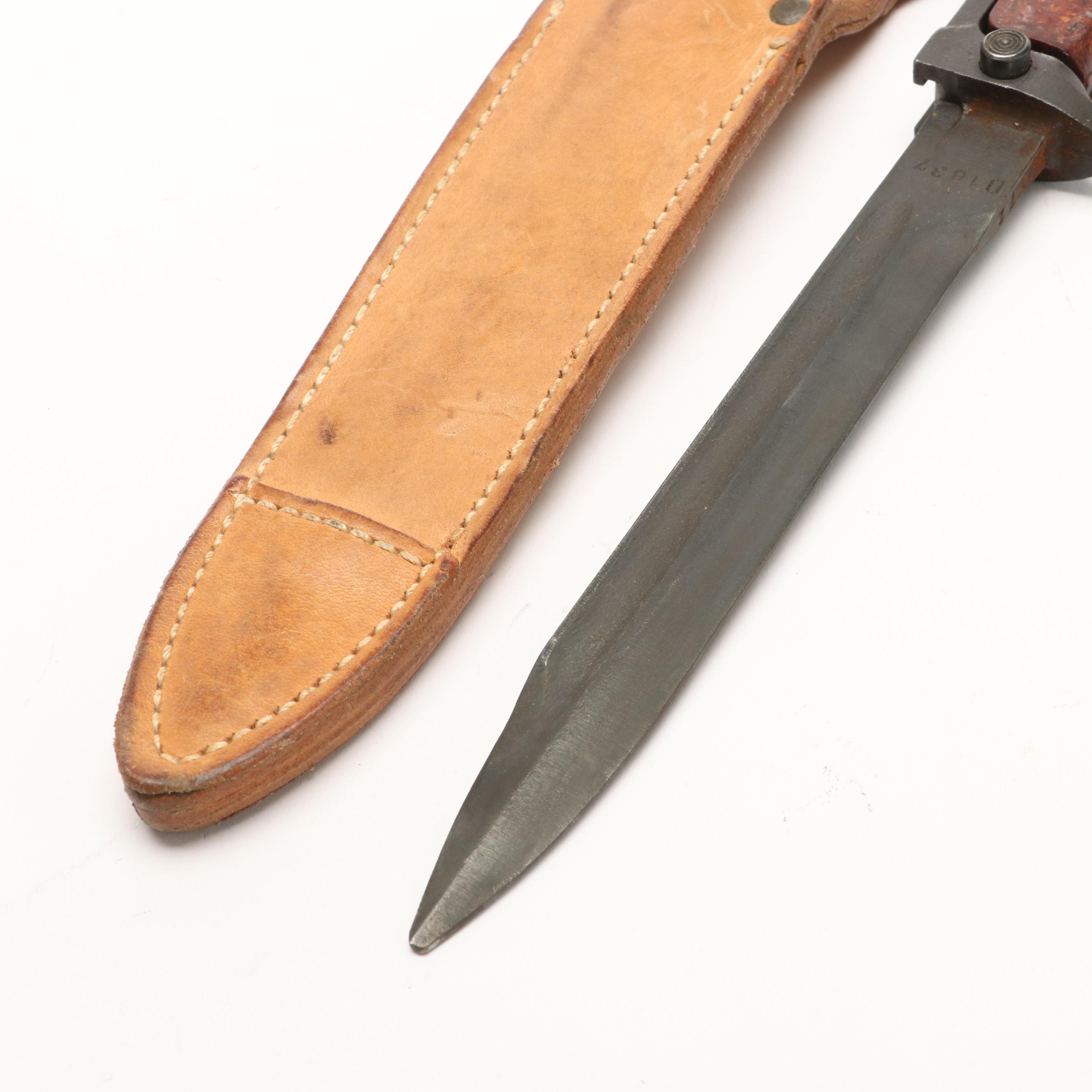 Group of Five Various Bayonets with Sheaths Including Vietnam Era USM8A1