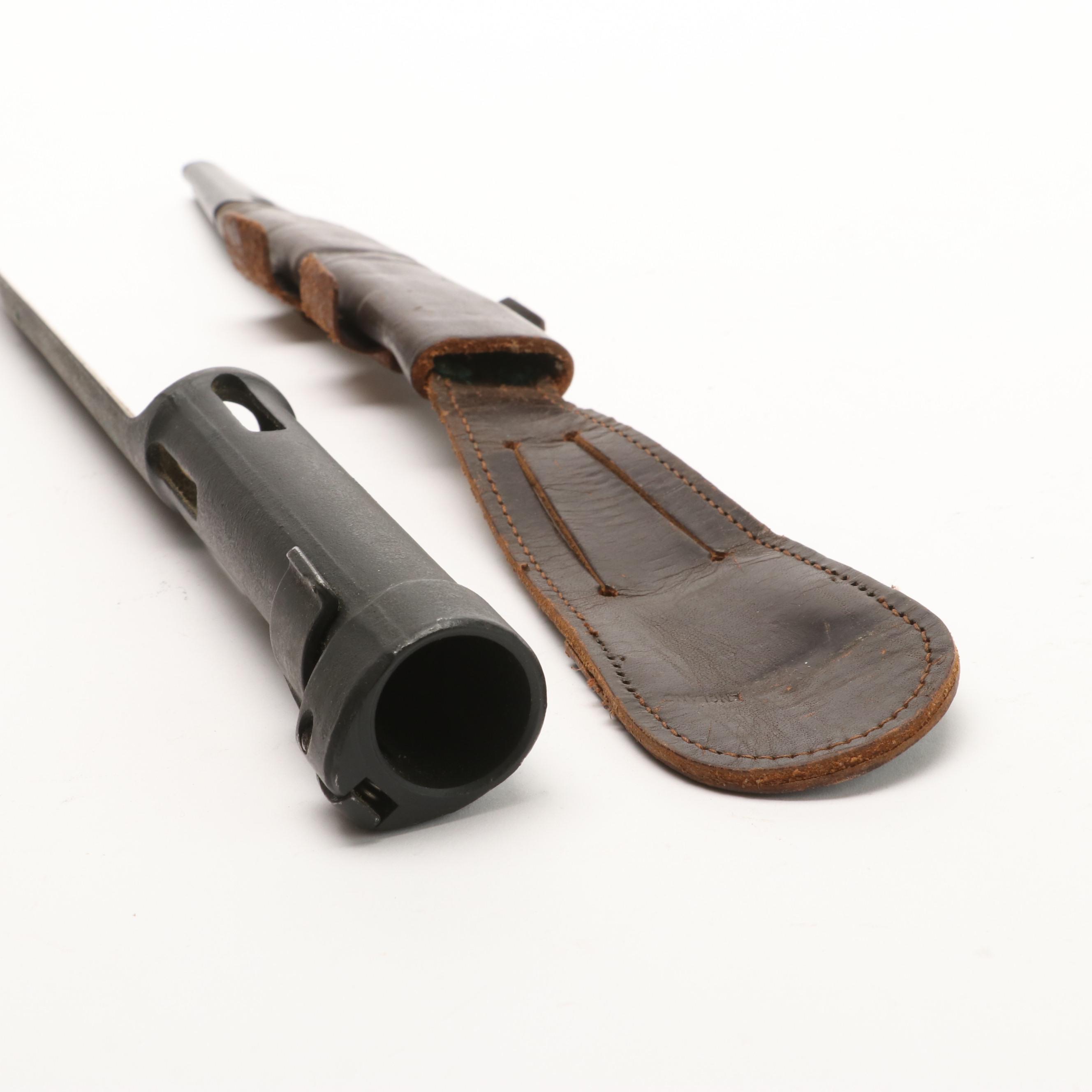 Group of Five Various Bayonets with Sheaths Including Vietnam Era USM8A1