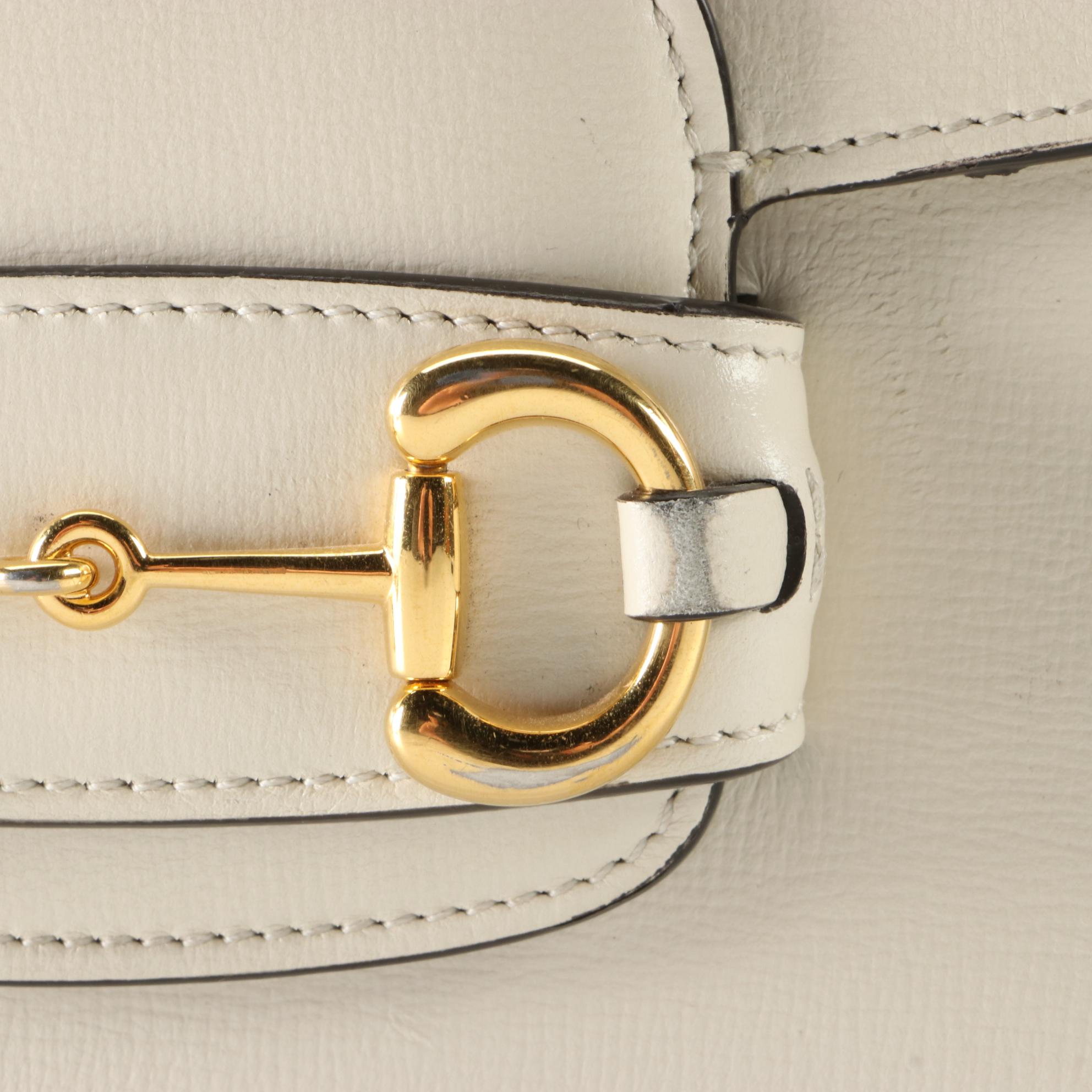 Gucci Horsebit 1955 Shoulder Bag in White Leather