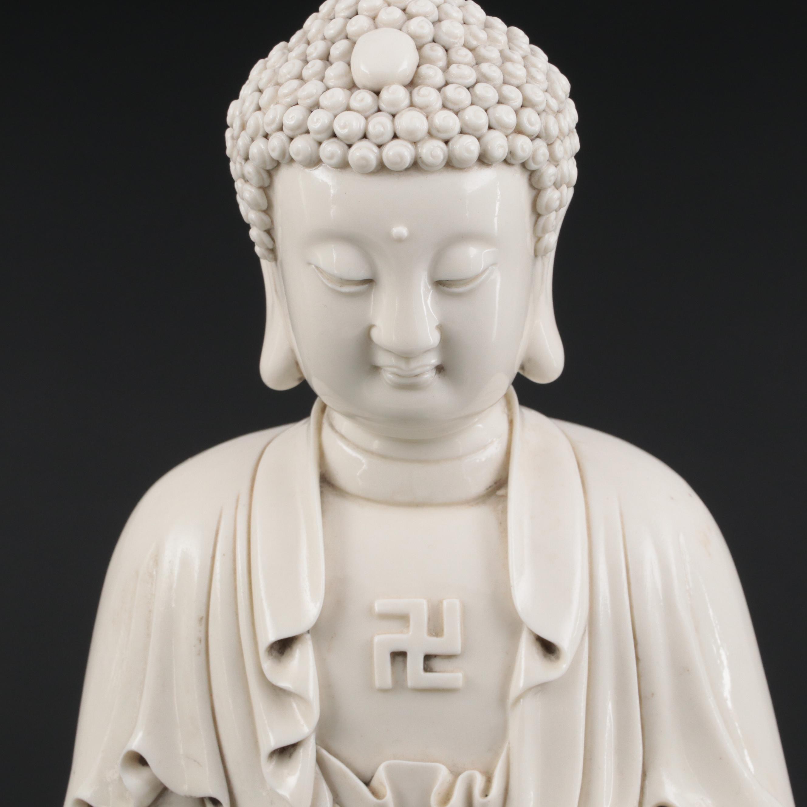 Chinese Dehua Porcelain Figurine of Standing Buddha
